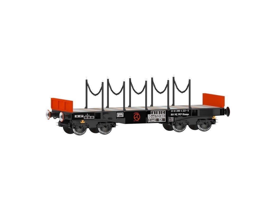 Flat wagon 3D model_1