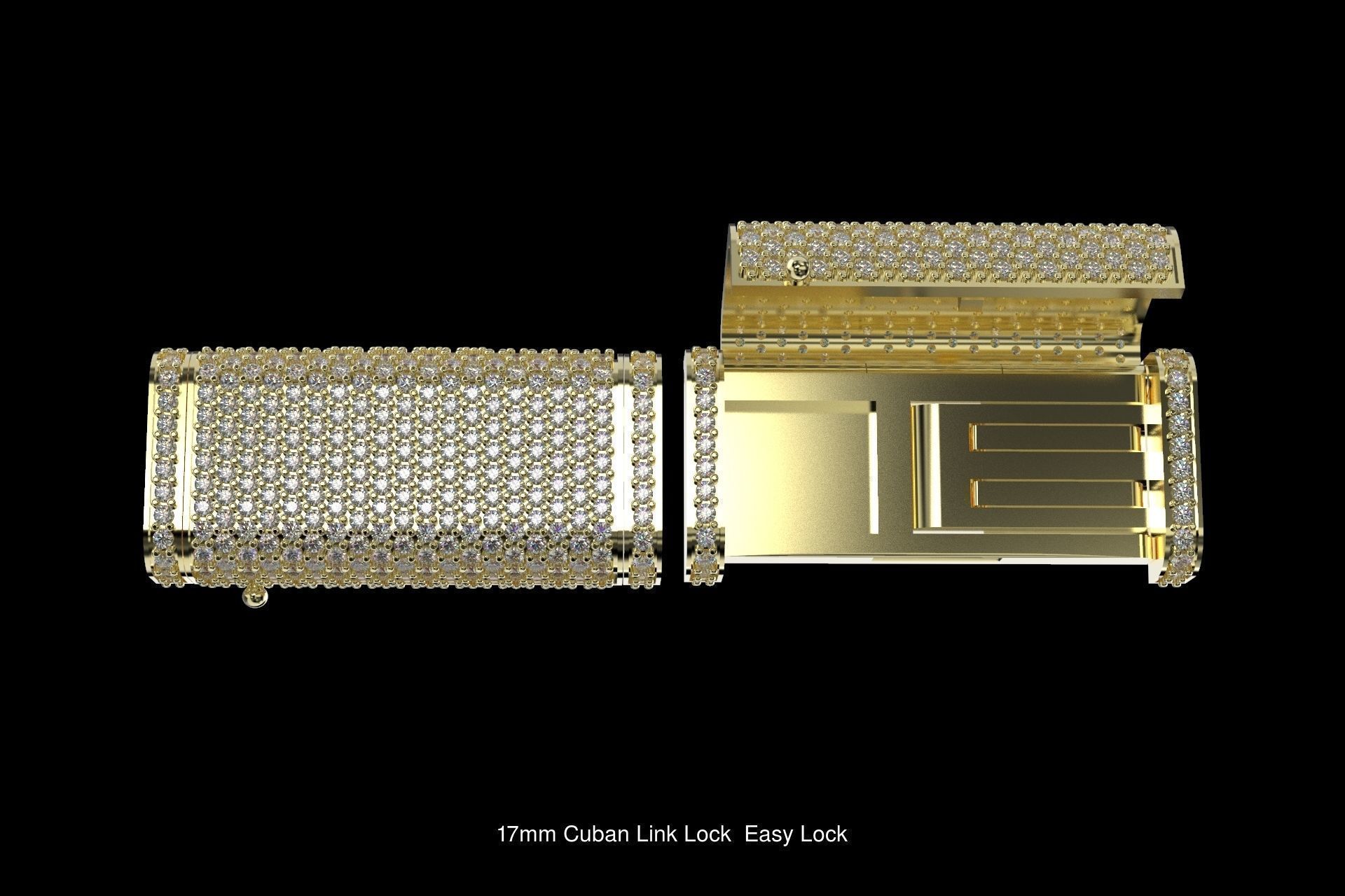 Cuban chain Locks Easy Lock System 3 sizes 3D Model Collection_1
