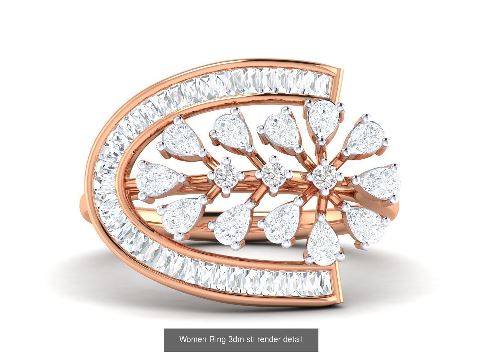 25 Women cocktail Ring 3dm stl render detail 3D Model Collection_16