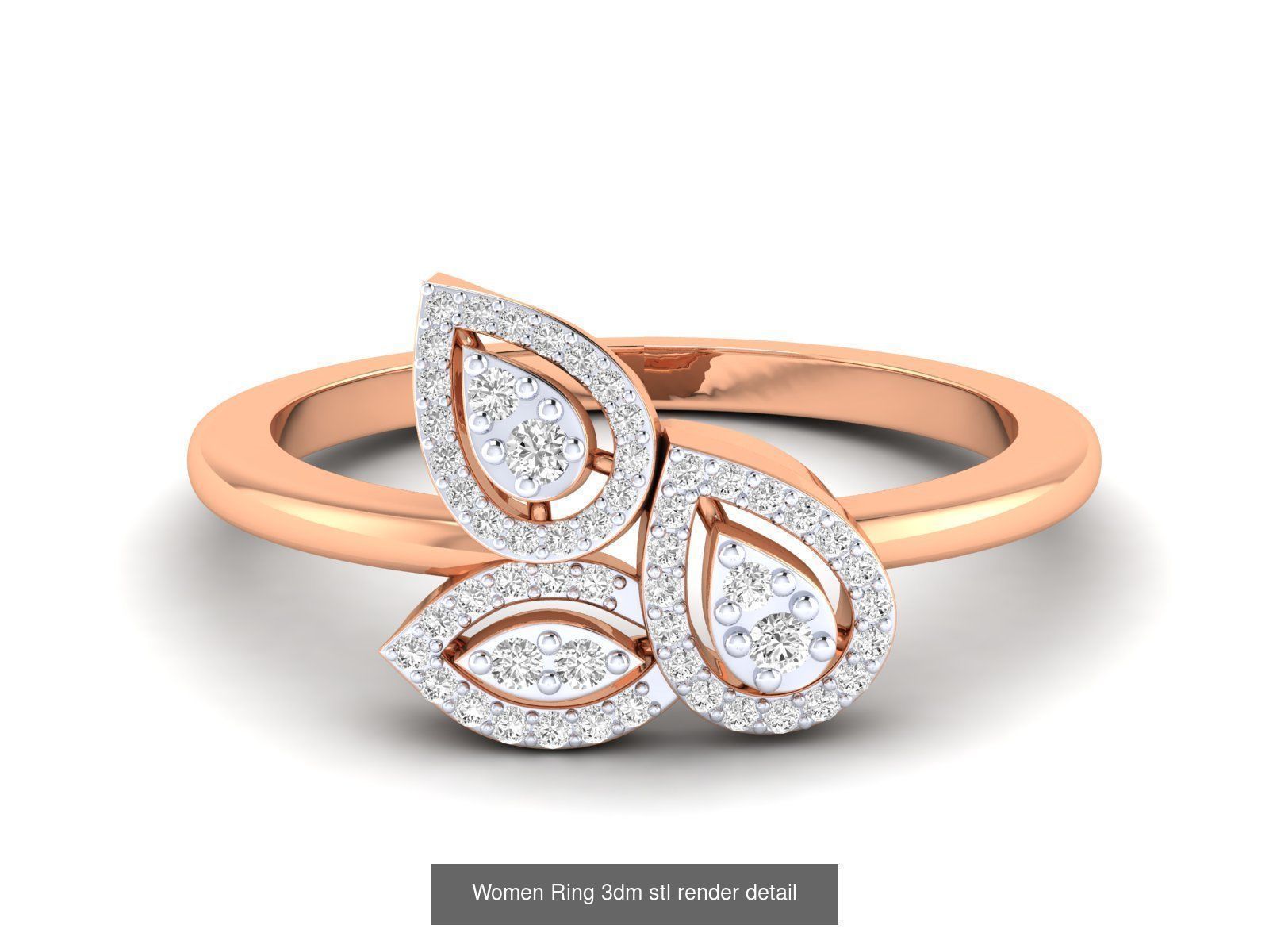 25 Women cocktail Ring 3dm stl render detail 3D Model Collection_6