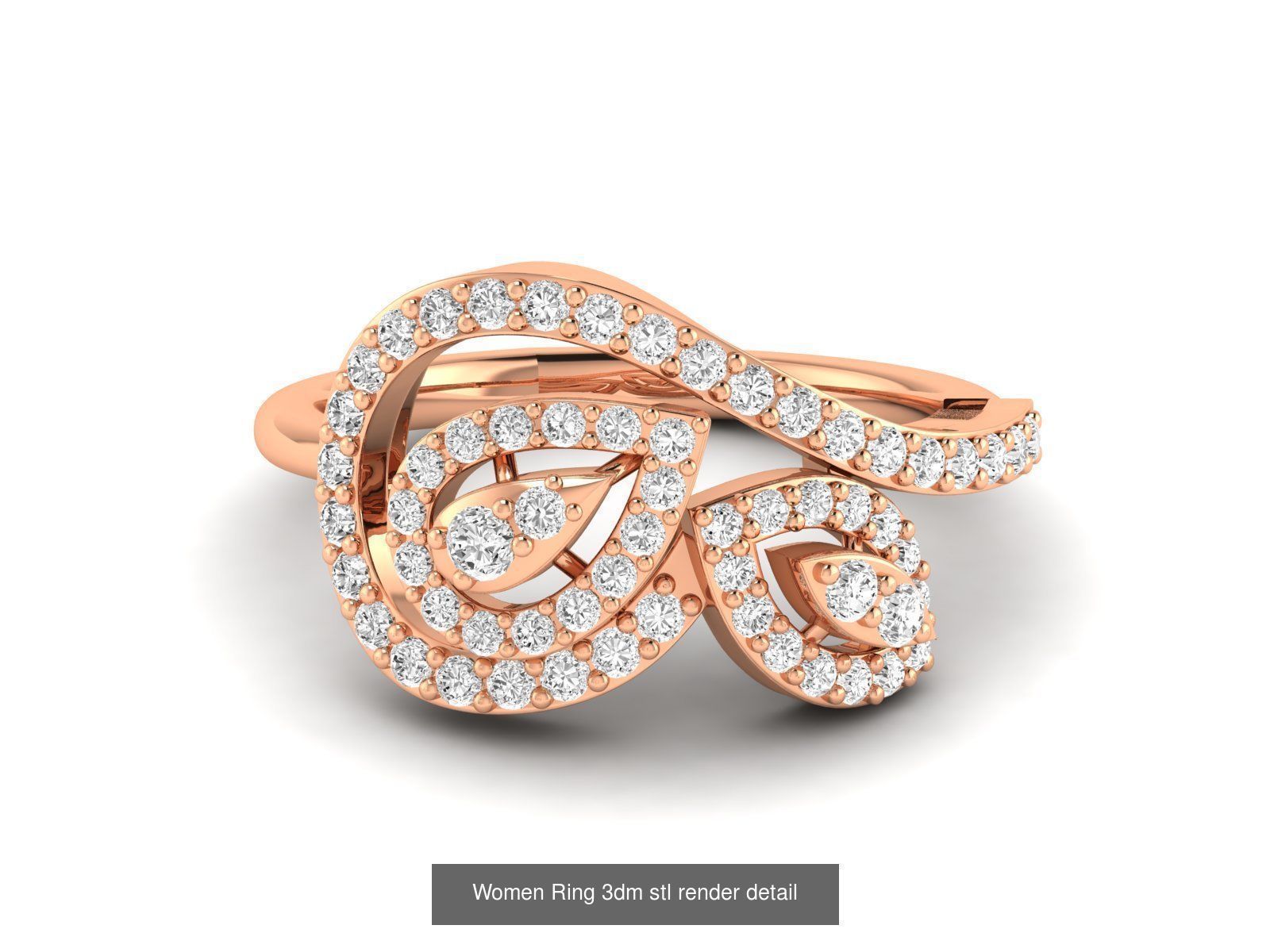 25 Women cocktail Ring 3dm stl render detail 3D Model Collection_10