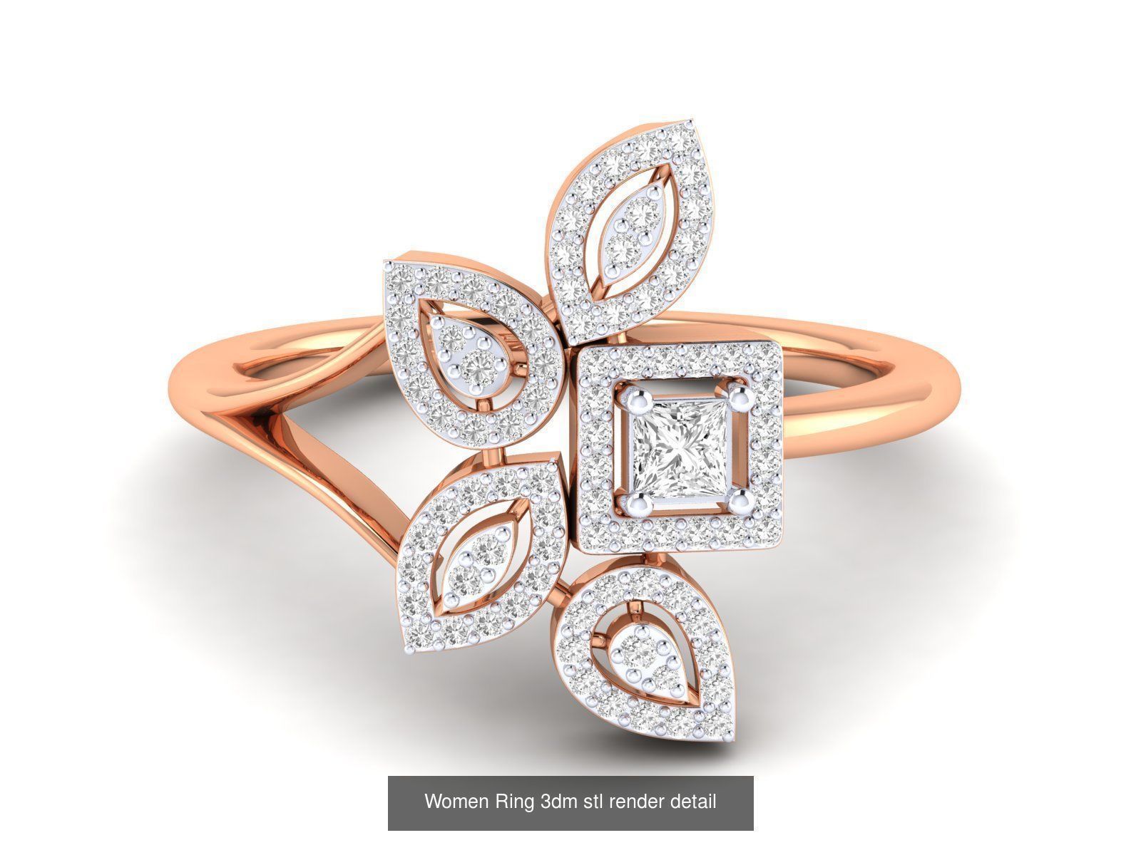 25 Women cocktail Ring 3dm stl render detail 3D Model Collection_11