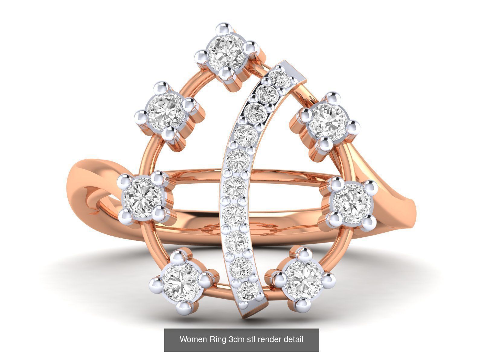 25 Women cocktail Ring 3dm stl render detail 3D Model Collection_5