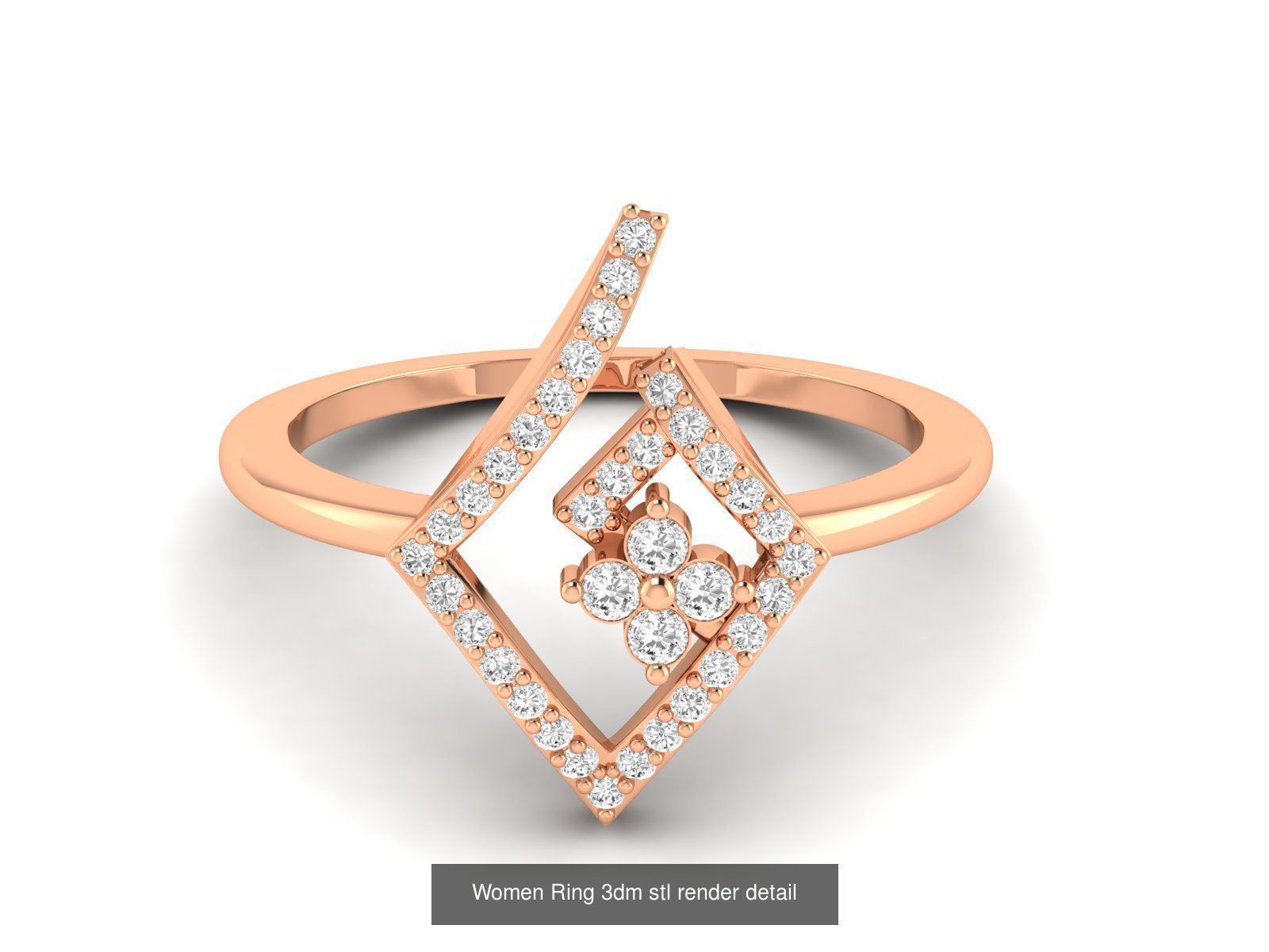 25 Women cocktail Ring 3dm stl render detail 3D Model Collection_7