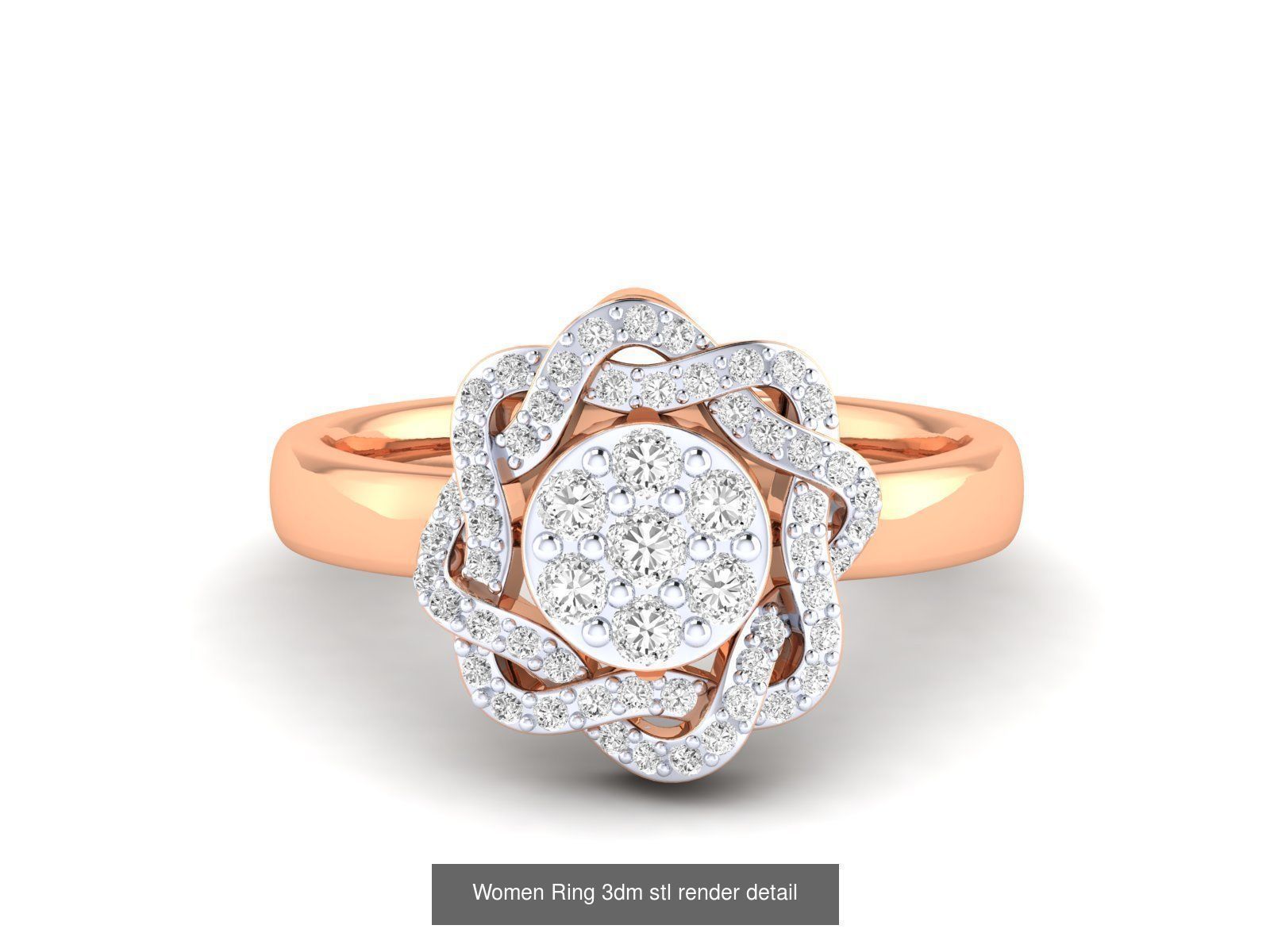 25 Women cocktail Ring 3dm stl render detail 3D Model Collection_24