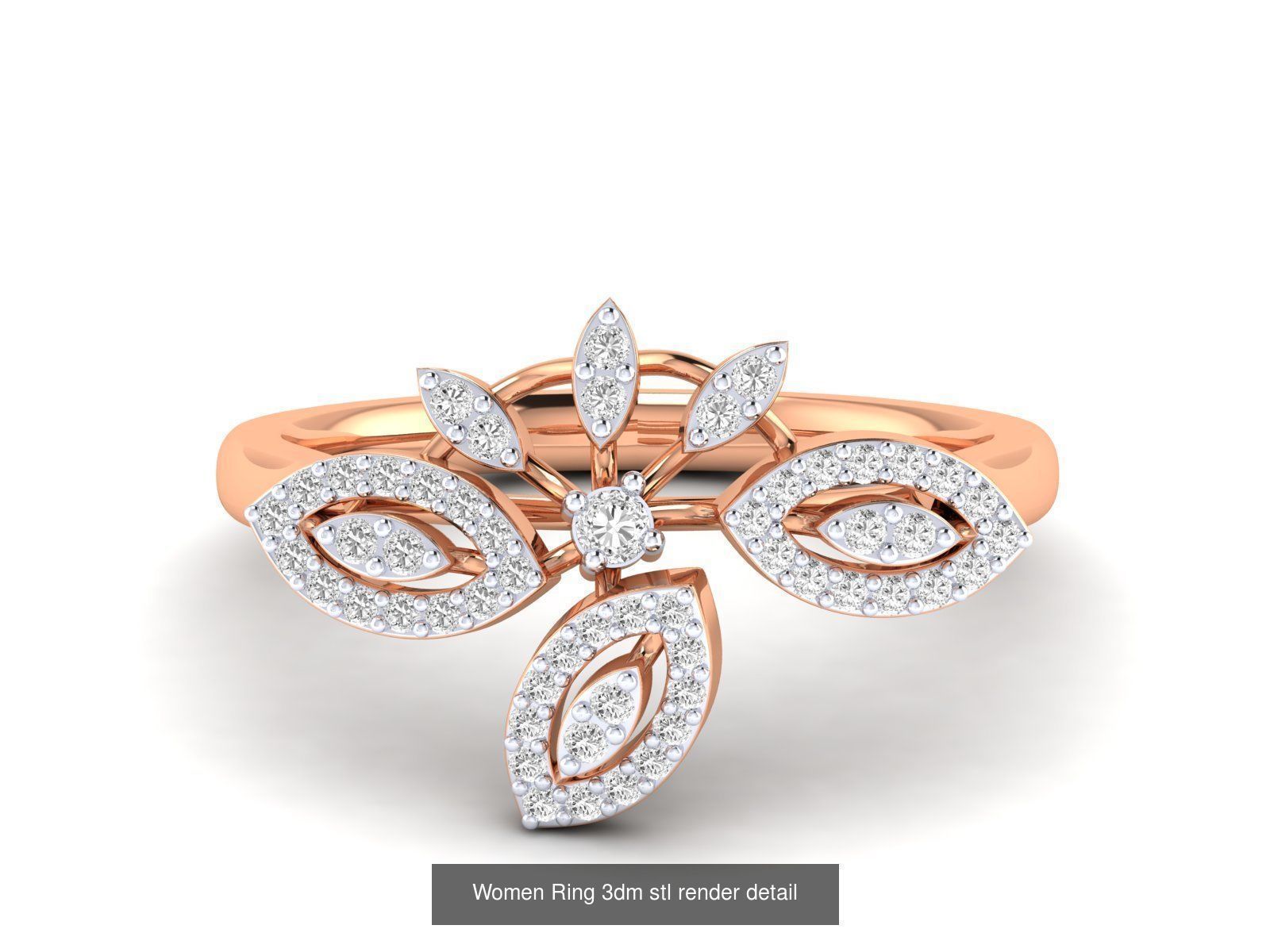 25 Women cocktail Ring 3dm stl render detail 3D Model Collection_4