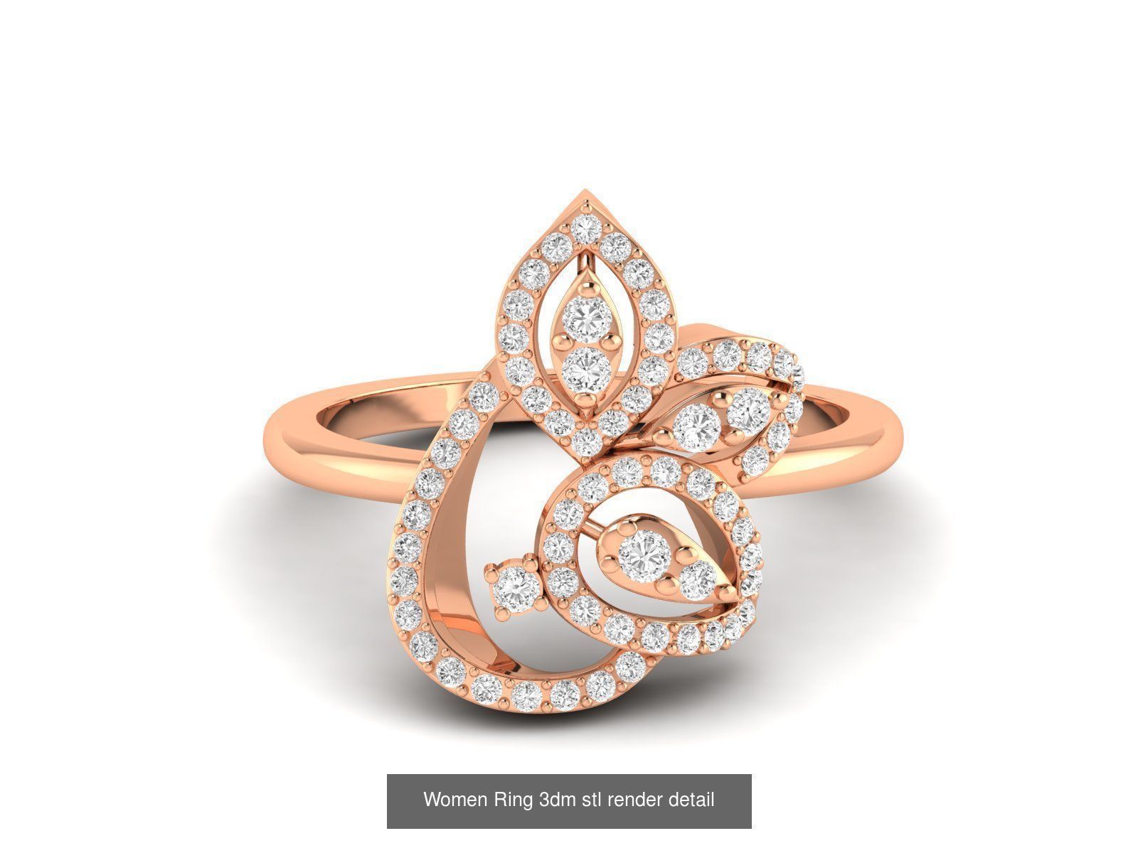 25 Women cocktail Ring 3dm stl render detail 3D Model Collection_13