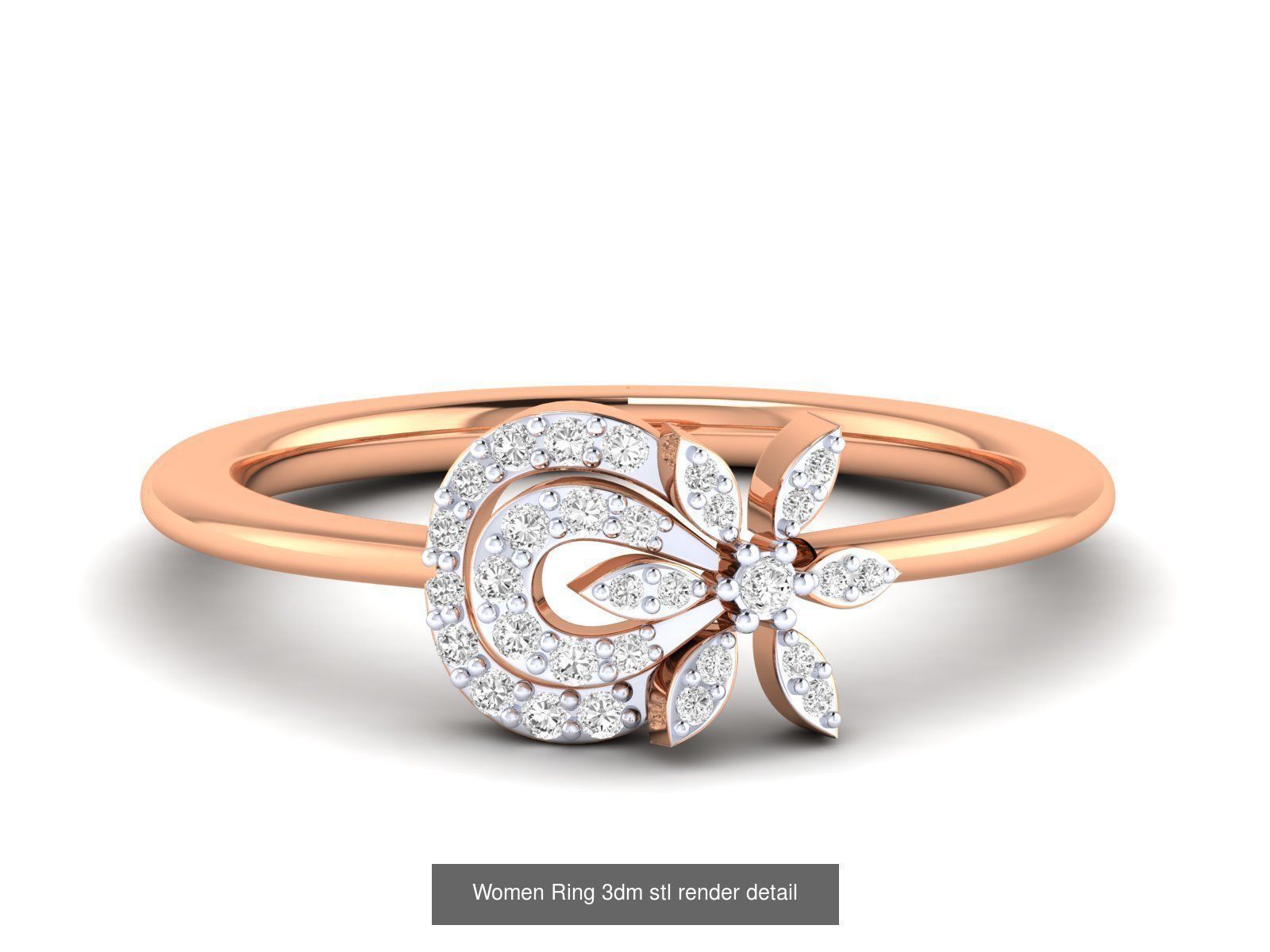 25 Women cocktail Ring 3dm stl render detail 3D Model Collection_25