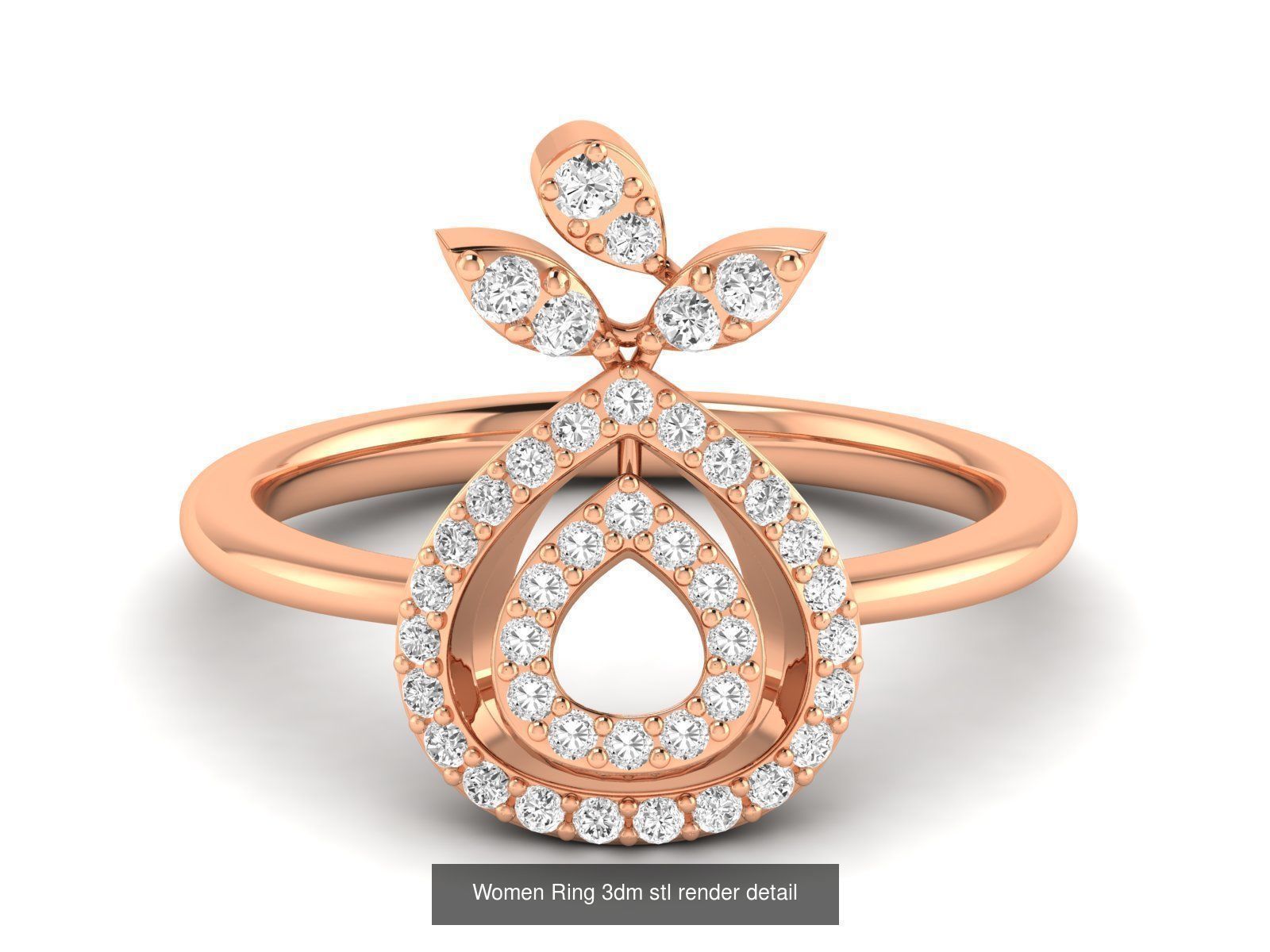 25 Women cocktail Ring 3dm stl render detail 3D Model Collection_23