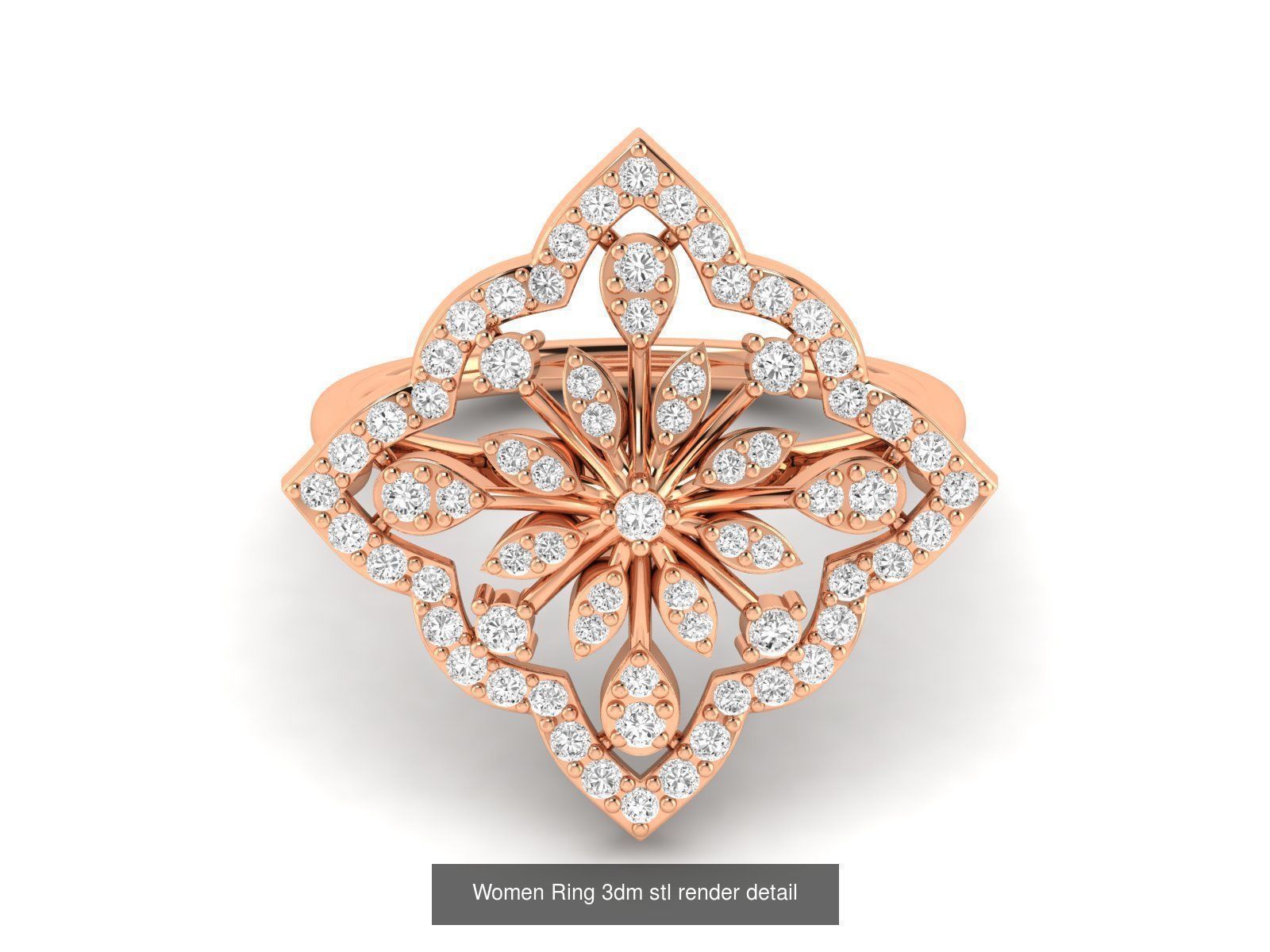 25 Women cocktail Ring 3dm stl render detail 3D Model Collection_8