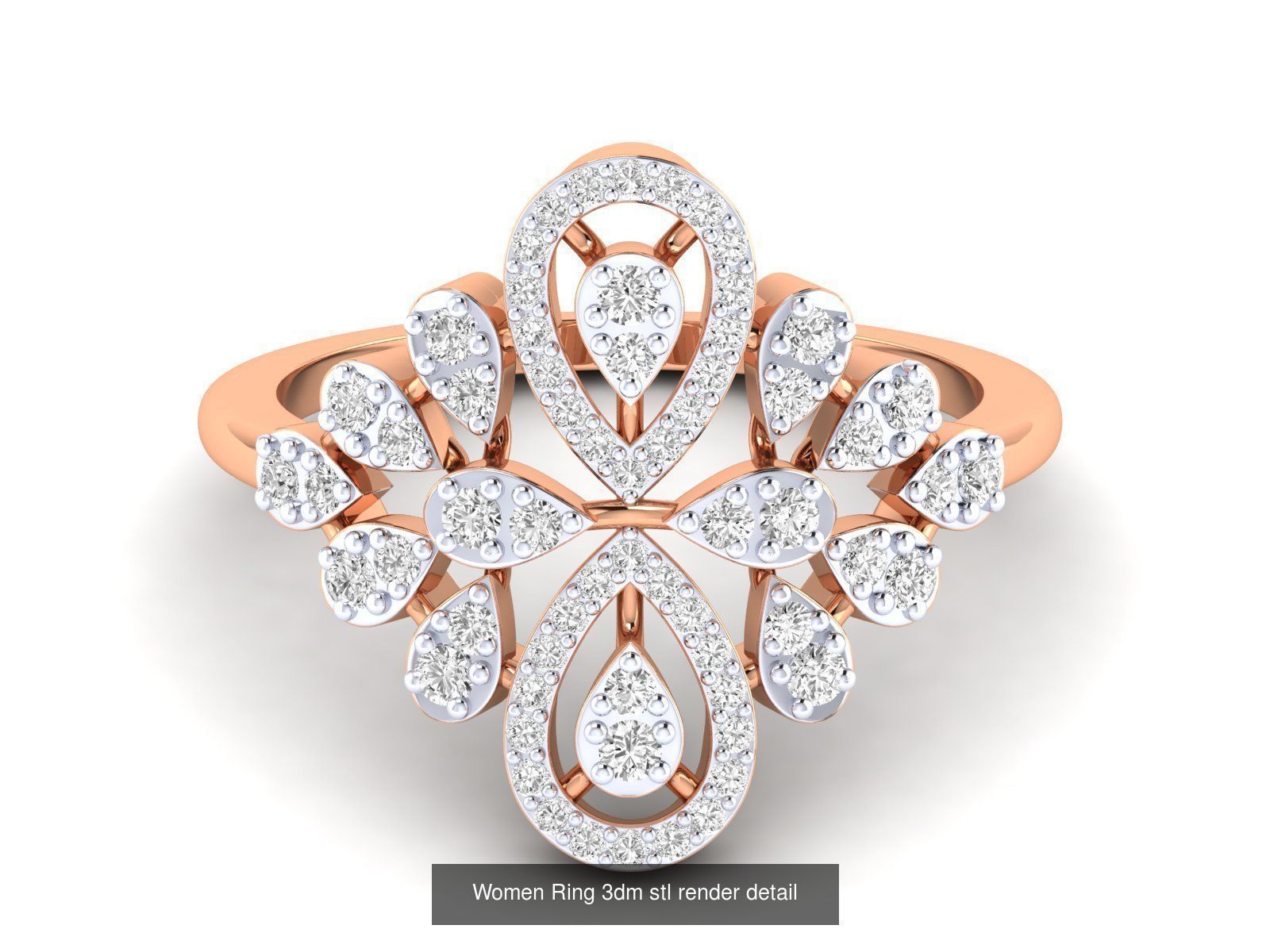 25 Women cocktail Ring 3dm stl render detail 3D Model Collection_17