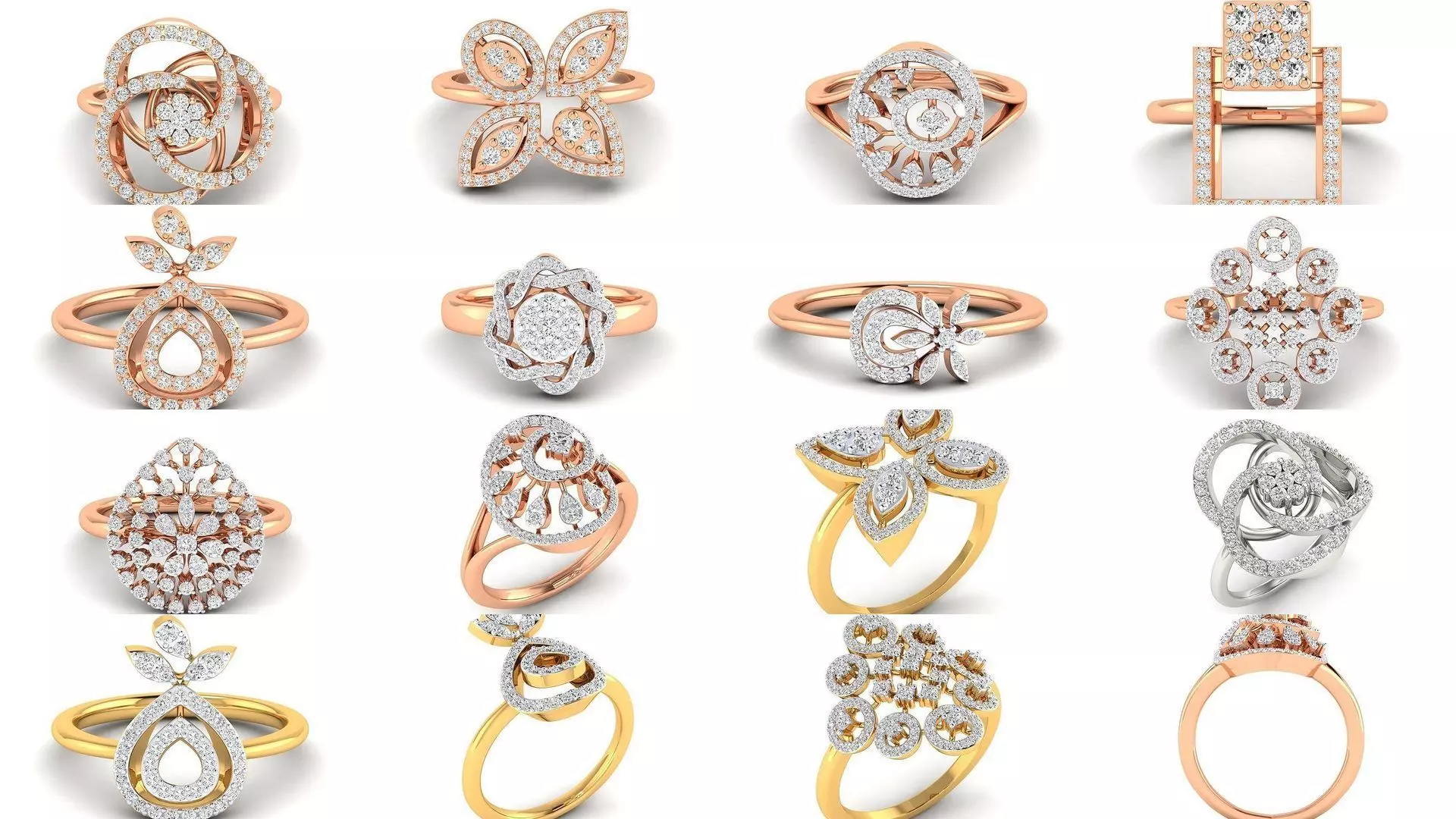 25 Women cocktail Ring 3dm stl render detail 3D Model Collection_0