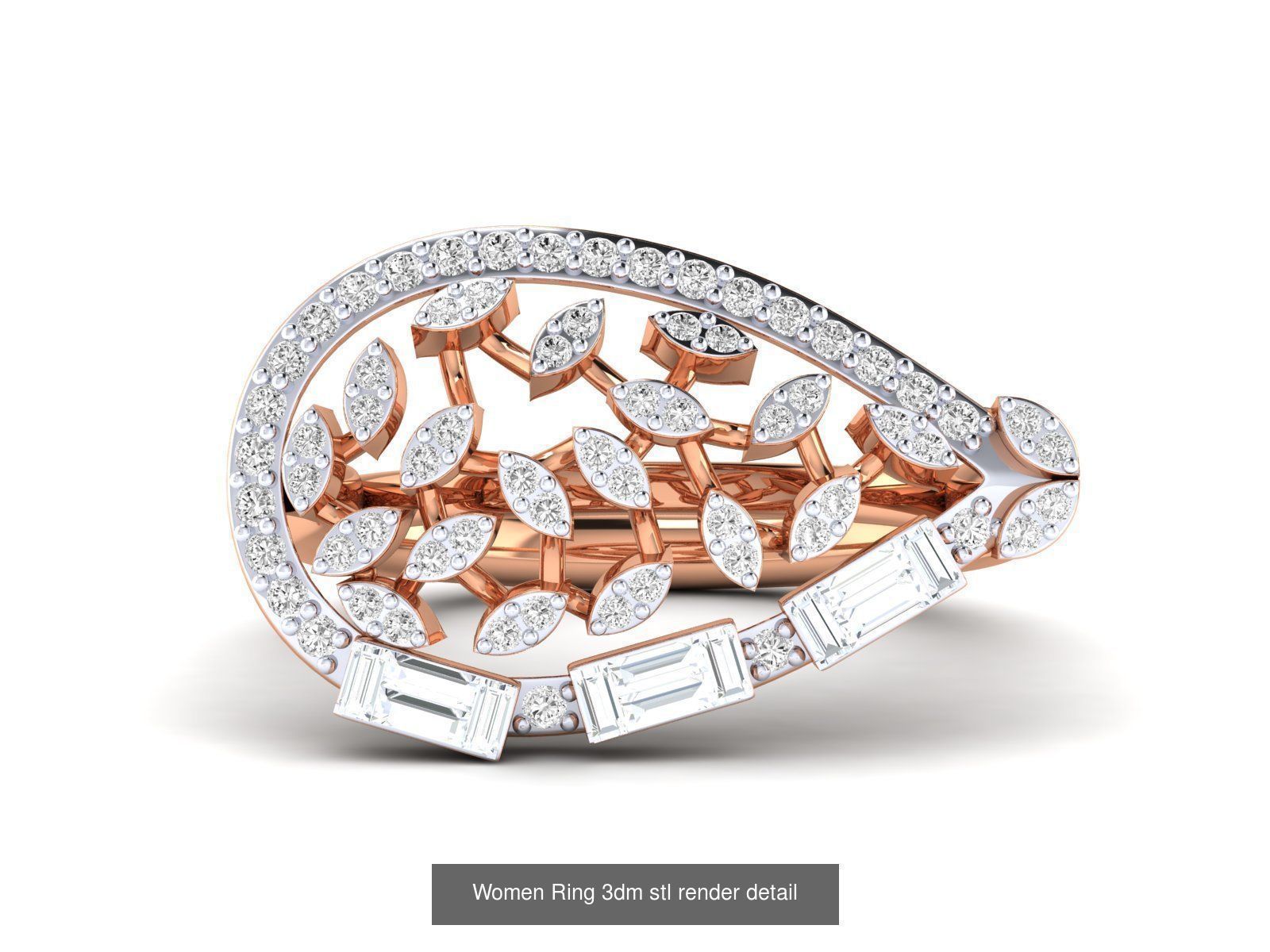 25 Women cocktail Ring 3dm stl render detail 3D Model Collection_14