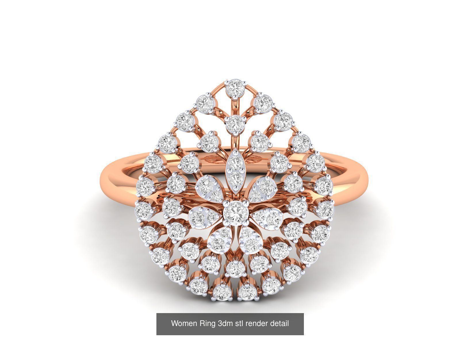 25 Women cocktail Ring 3dm stl render detail 3D Model Collection_27