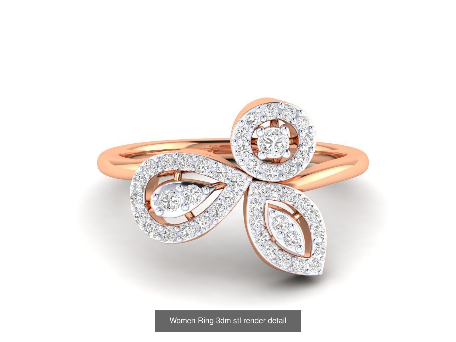 25 Women cocktail Ring 3dm stl render detail 3D Model Collection_12