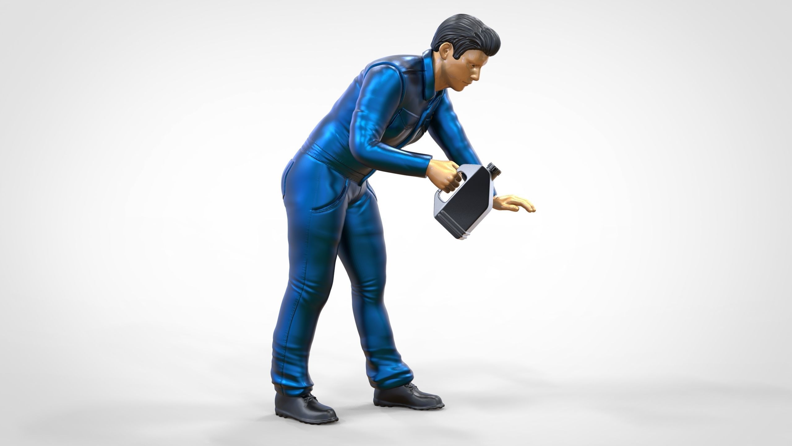 N5 Mechanic bend over Pouring Oil 3D print model_2