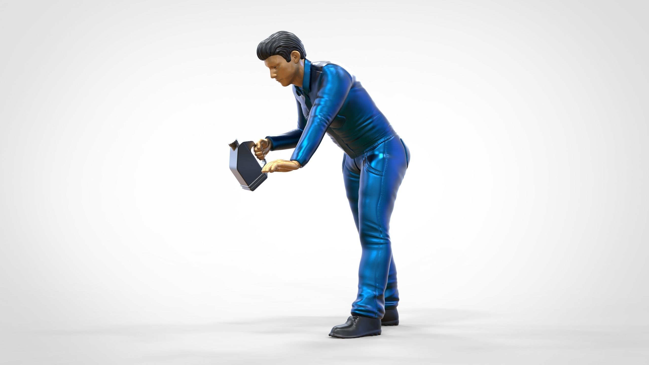 N5 Mechanic bend over Pouring Oil 3D print model_13