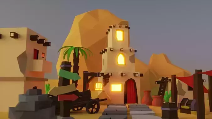 LowPoly Desert Set  Kit 25 types things