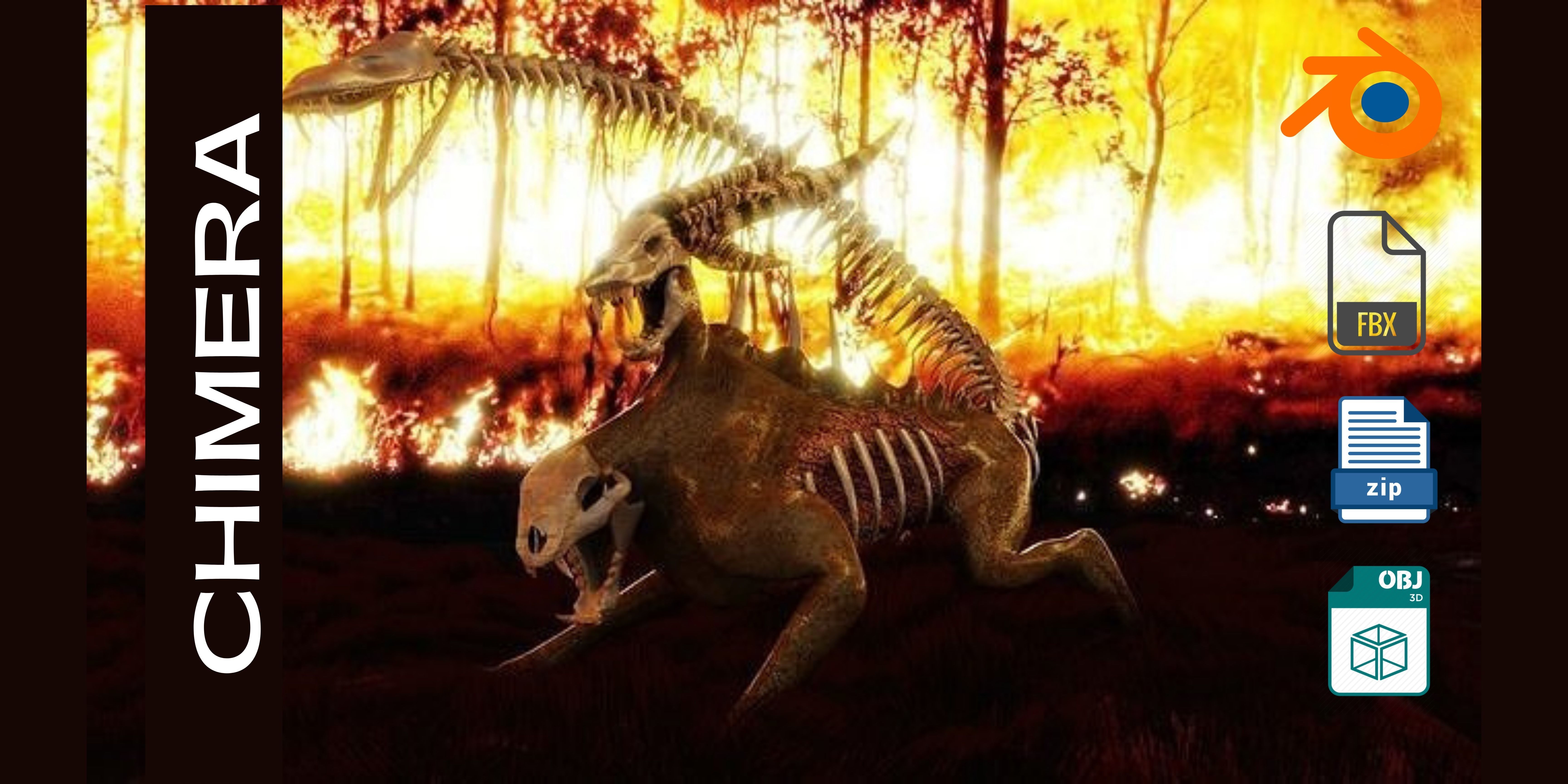 UNDEAD CHIMERA Low-poly 3D model_10