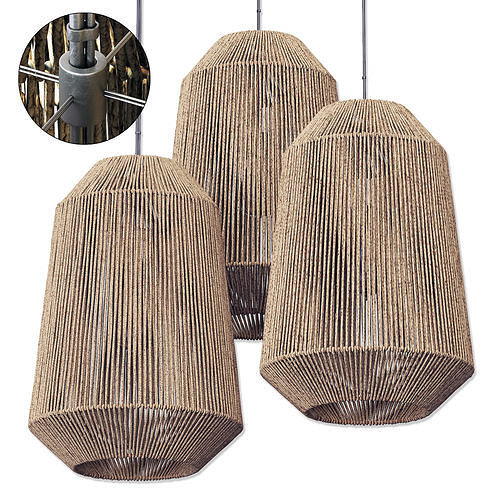 Lamp wood rotang wicker barrel n3 3D model
