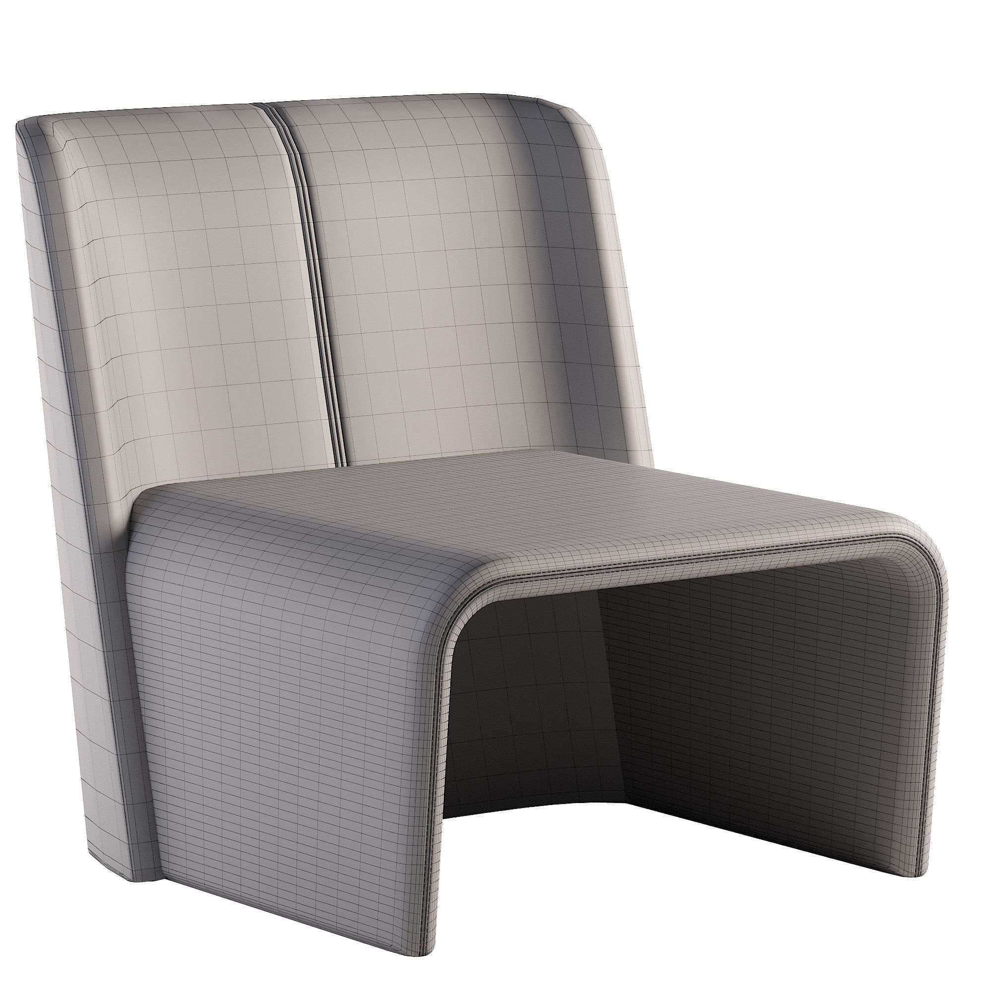 Armchair lounge chair leather Low-poly 3D model_5
