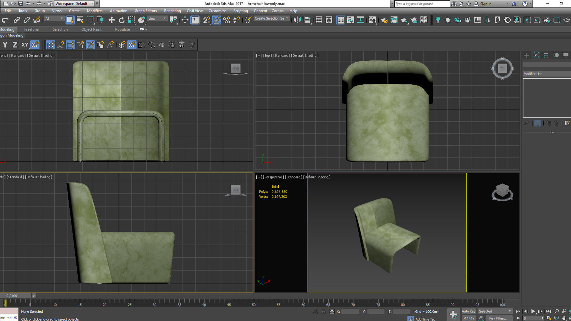 Armchair lounge chair leather Low-poly 3D model_6