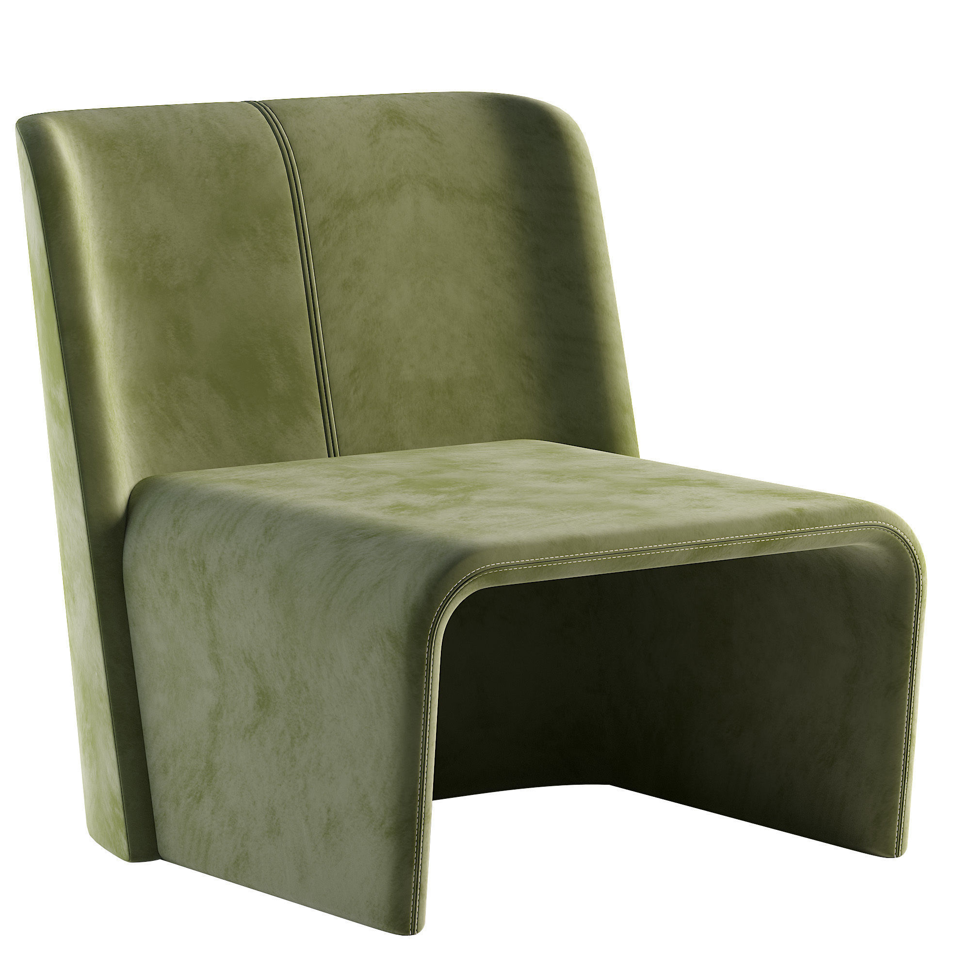 Armchair lounge chair leather Low-poly 3D model_2