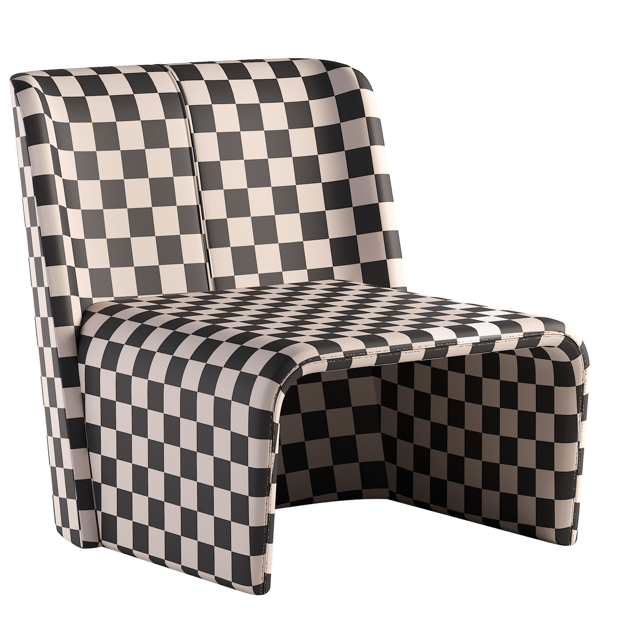 Armchair lounge chair leather Low-poly 3D model_4