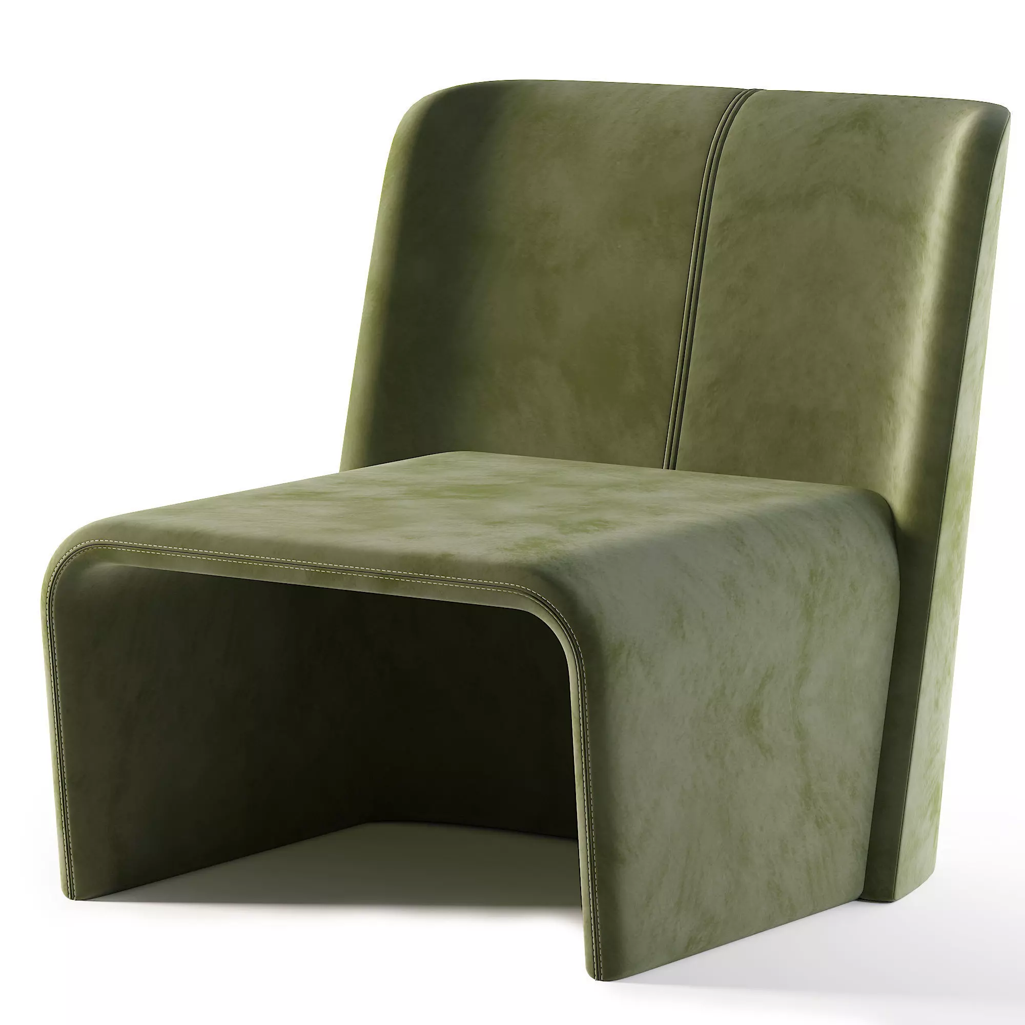 Armchair lounge chair leather Low-poly 3D model_0