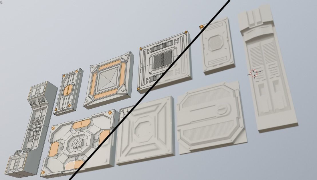 Sci-Fi Planes - 9 pieces Low-poly 3D model_1