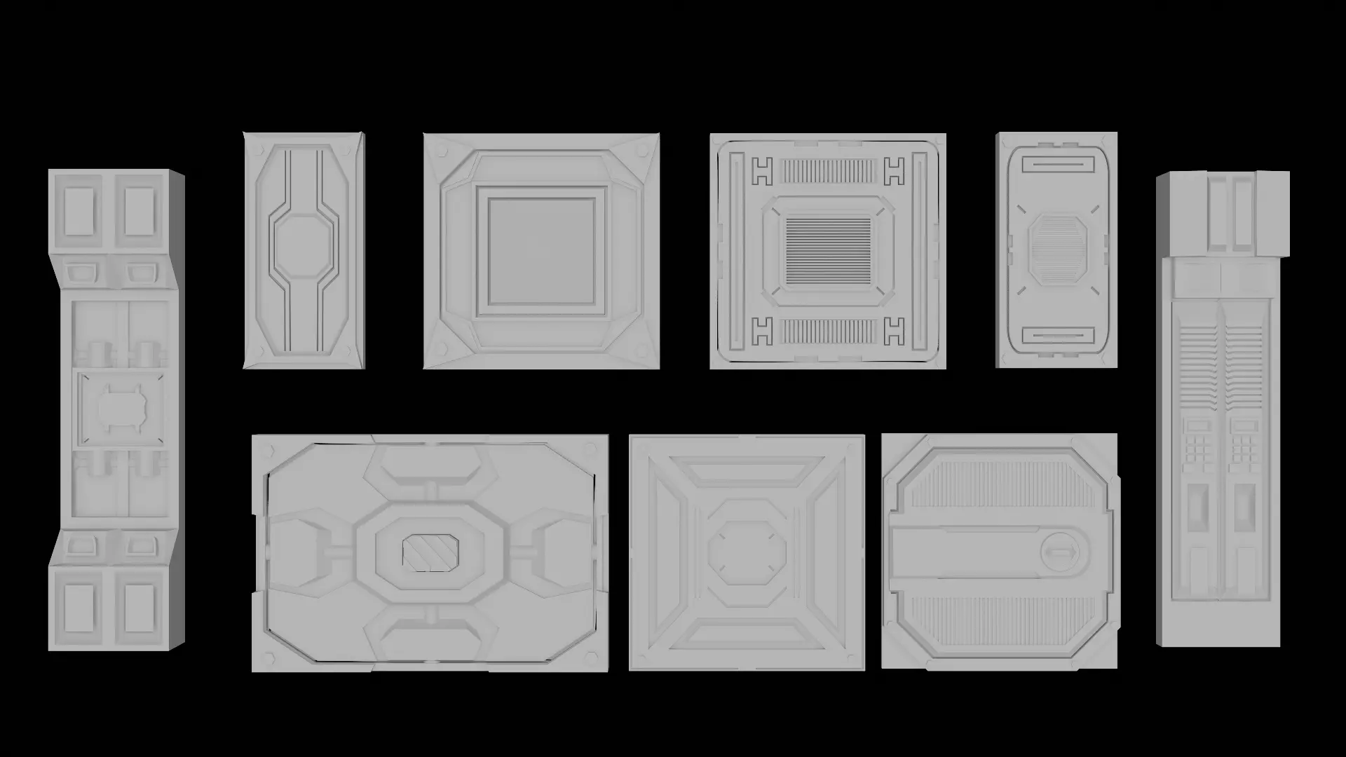 Sci-Fi Planes - 9 pieces Low-poly 3D model_0