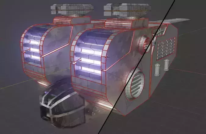 LowPoly SciFi SpaceShip