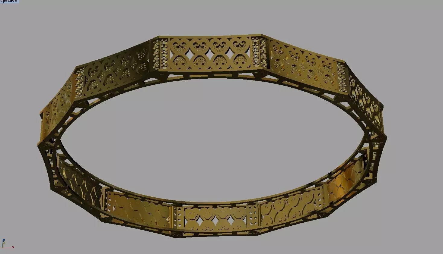Gold bracelet 3D print model_0