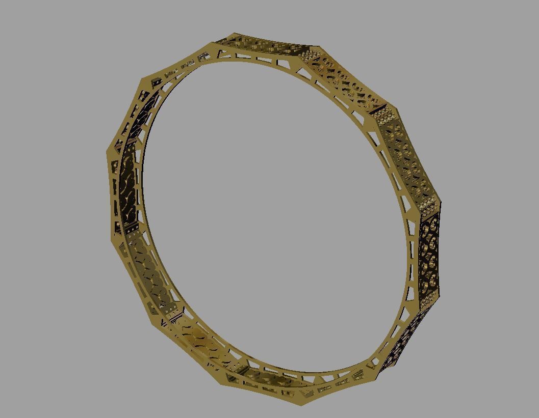 Gold bracelet 3D print model_2