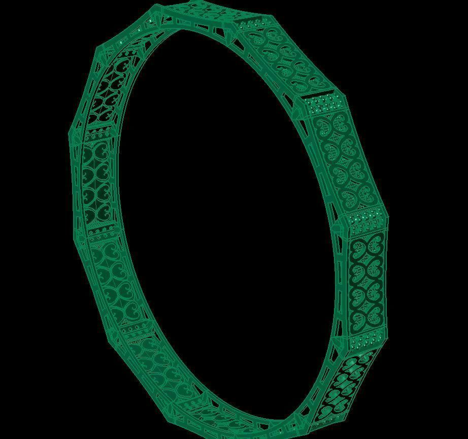 Gold bracelet 3D print model_3