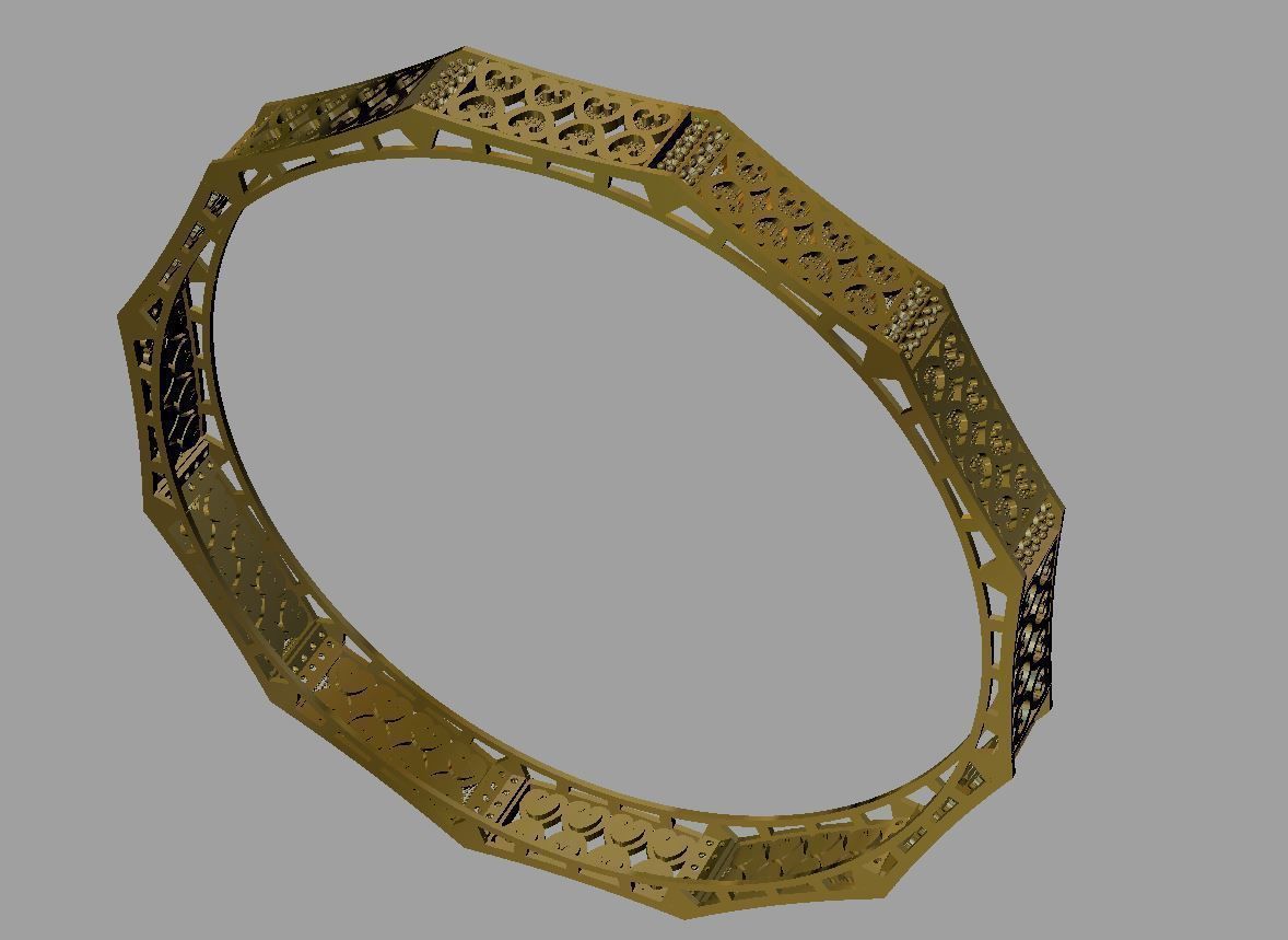 Gold bracelet 3D print model_1
