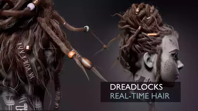 Dreadlocks Realtime Hairstyle - Game Hair Low-poly 3D model