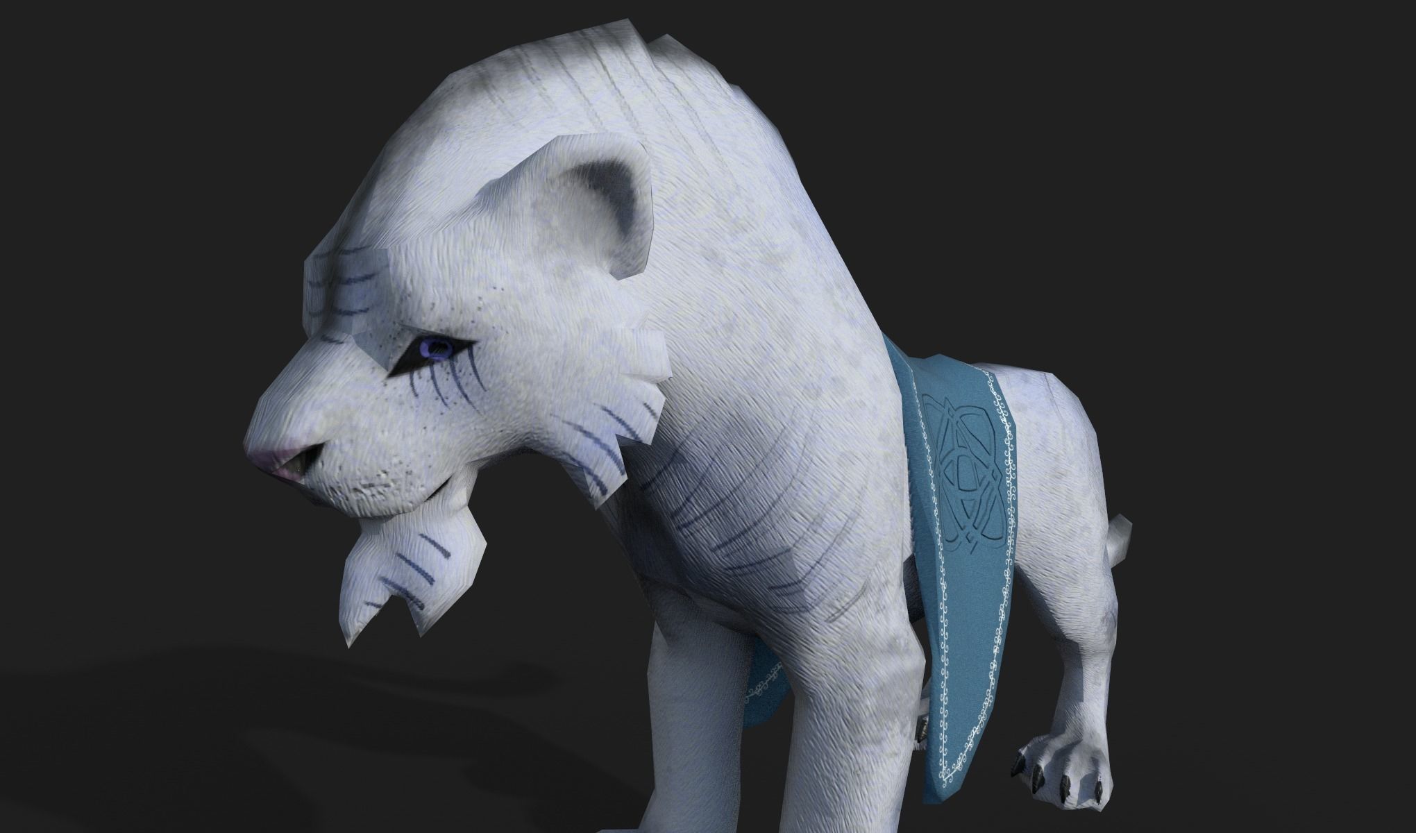 White tiger Low-poly 3D model_4