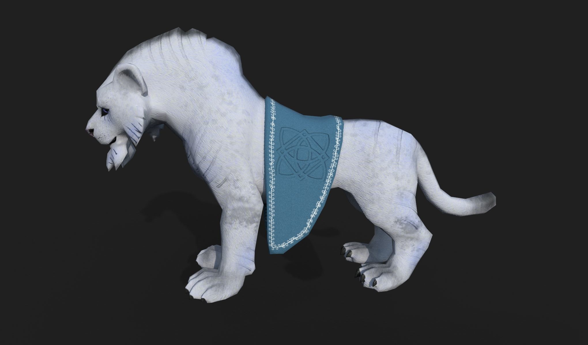 White tiger Low-poly 3D model_6