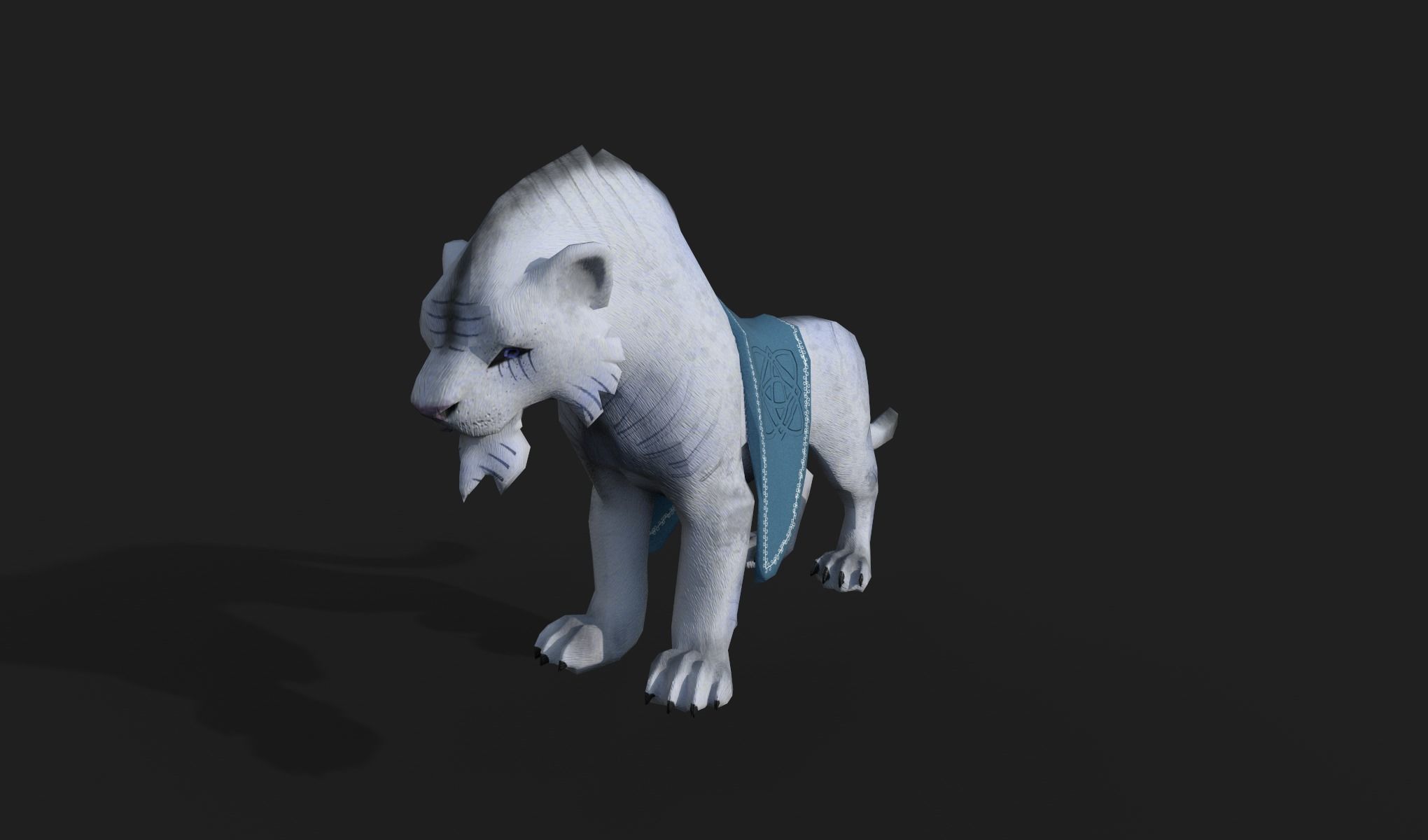 White tiger Low-poly 3D model_3