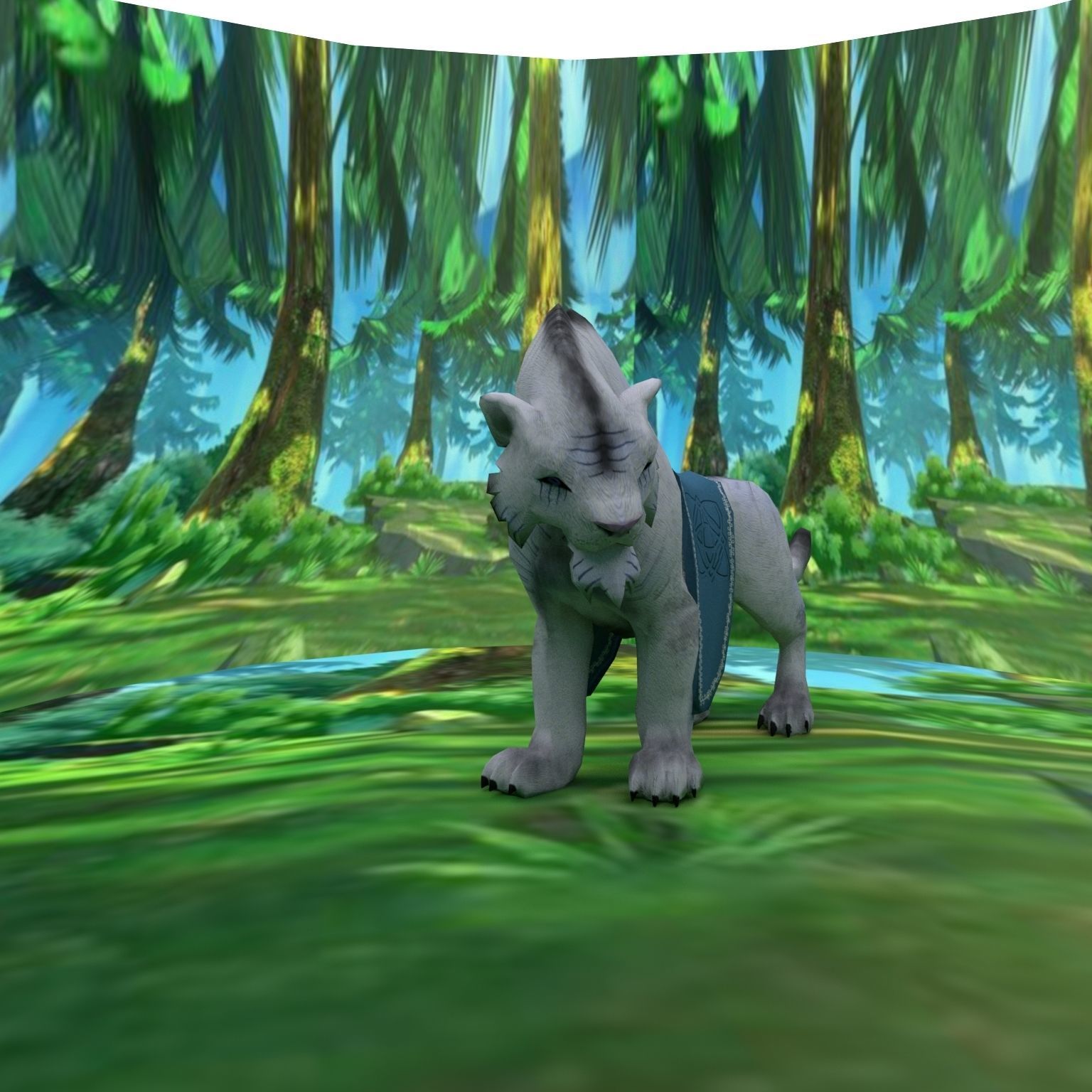 White tiger Low-poly 3D model_2