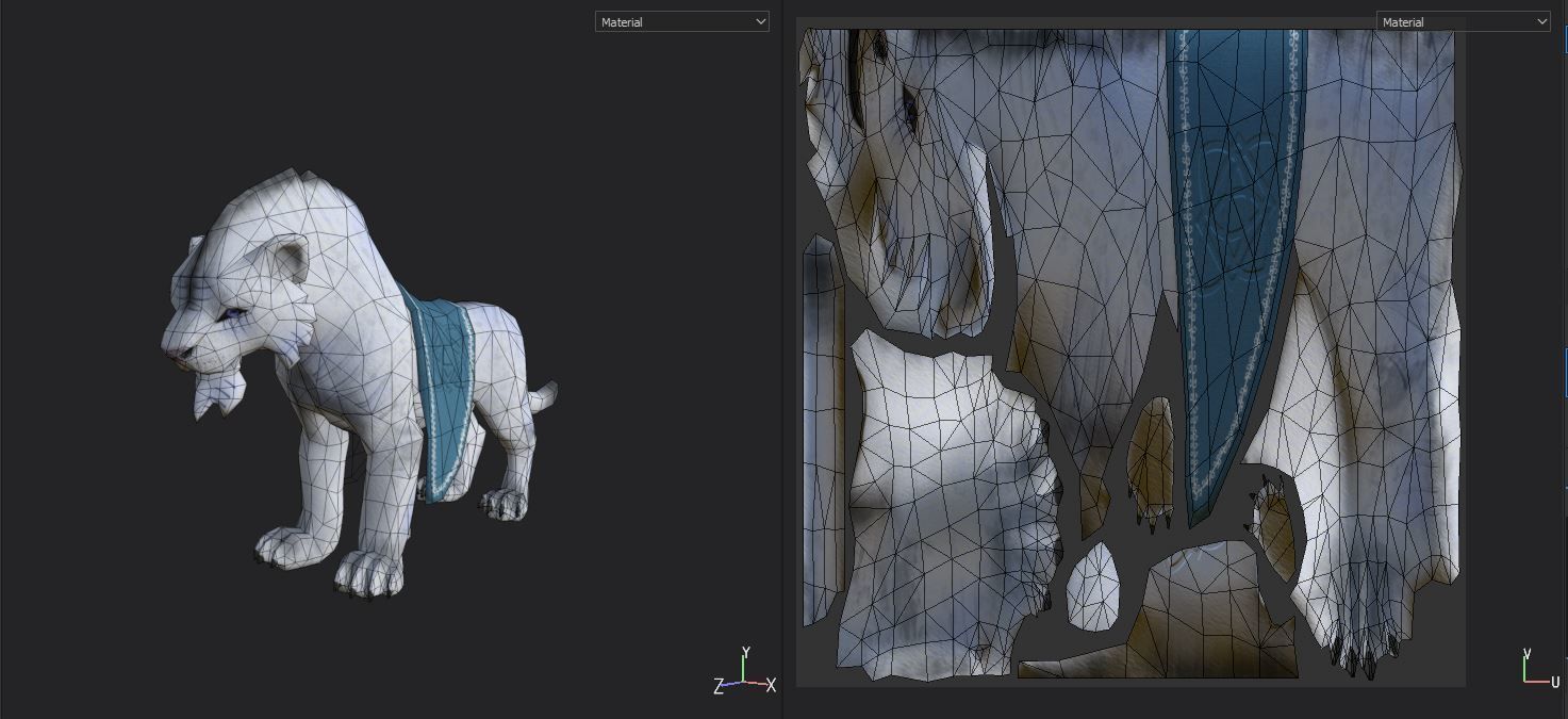 White tiger Low-poly 3D model_1