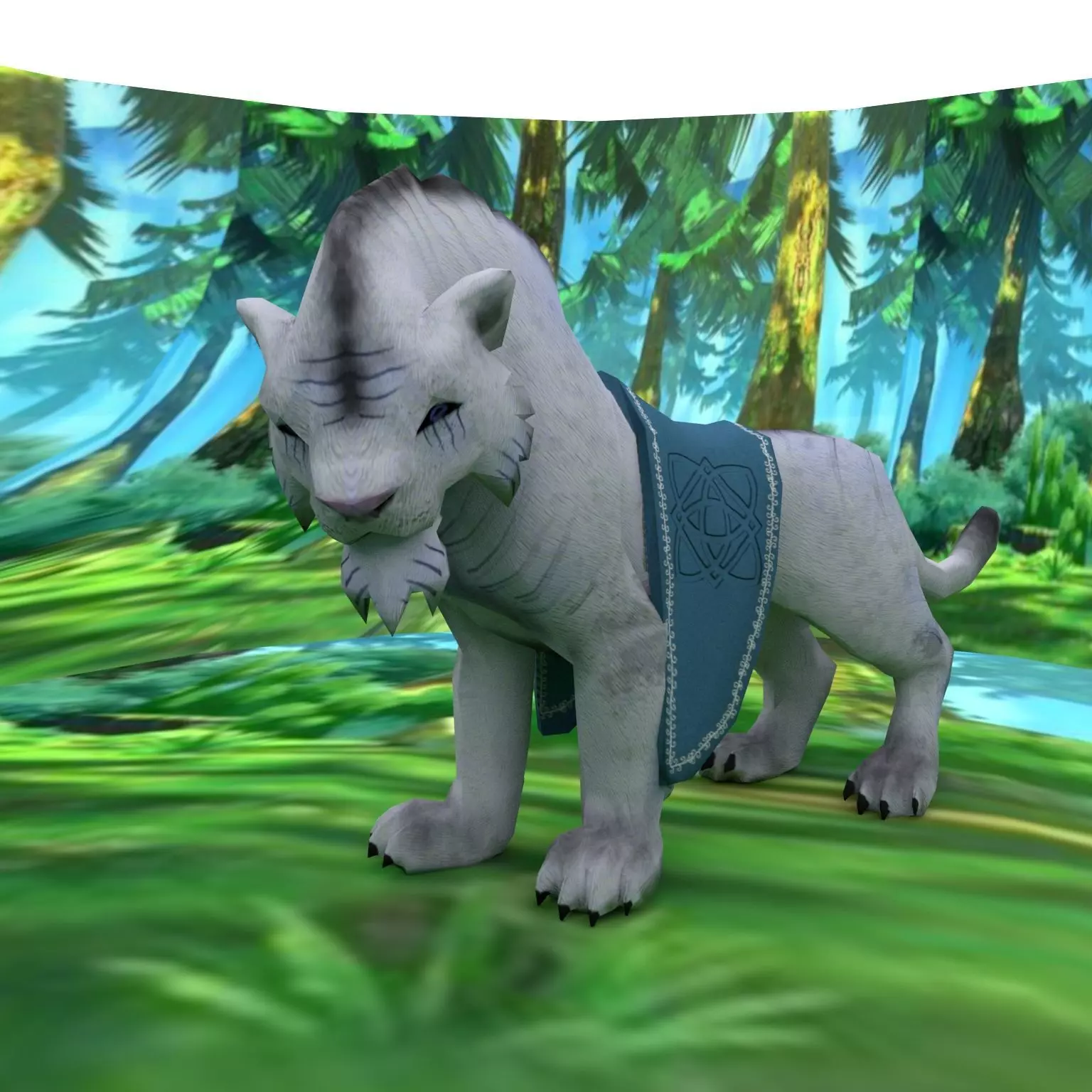 White tiger Low-poly 3D model_0