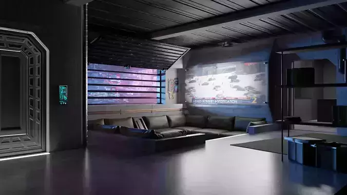 Cyberpunk Apartment v4 Scene 3D model