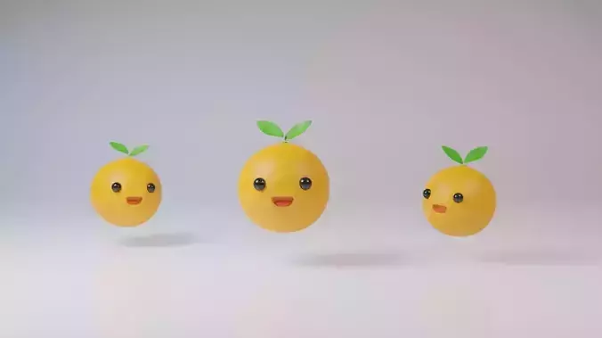 Yellow orange fruits character bouncing on white background