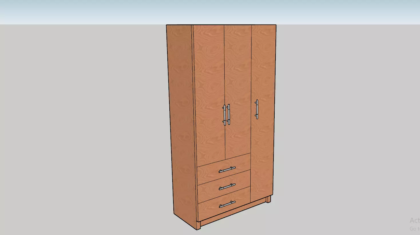 Wardrobe with doors and drawers Free 3D print model