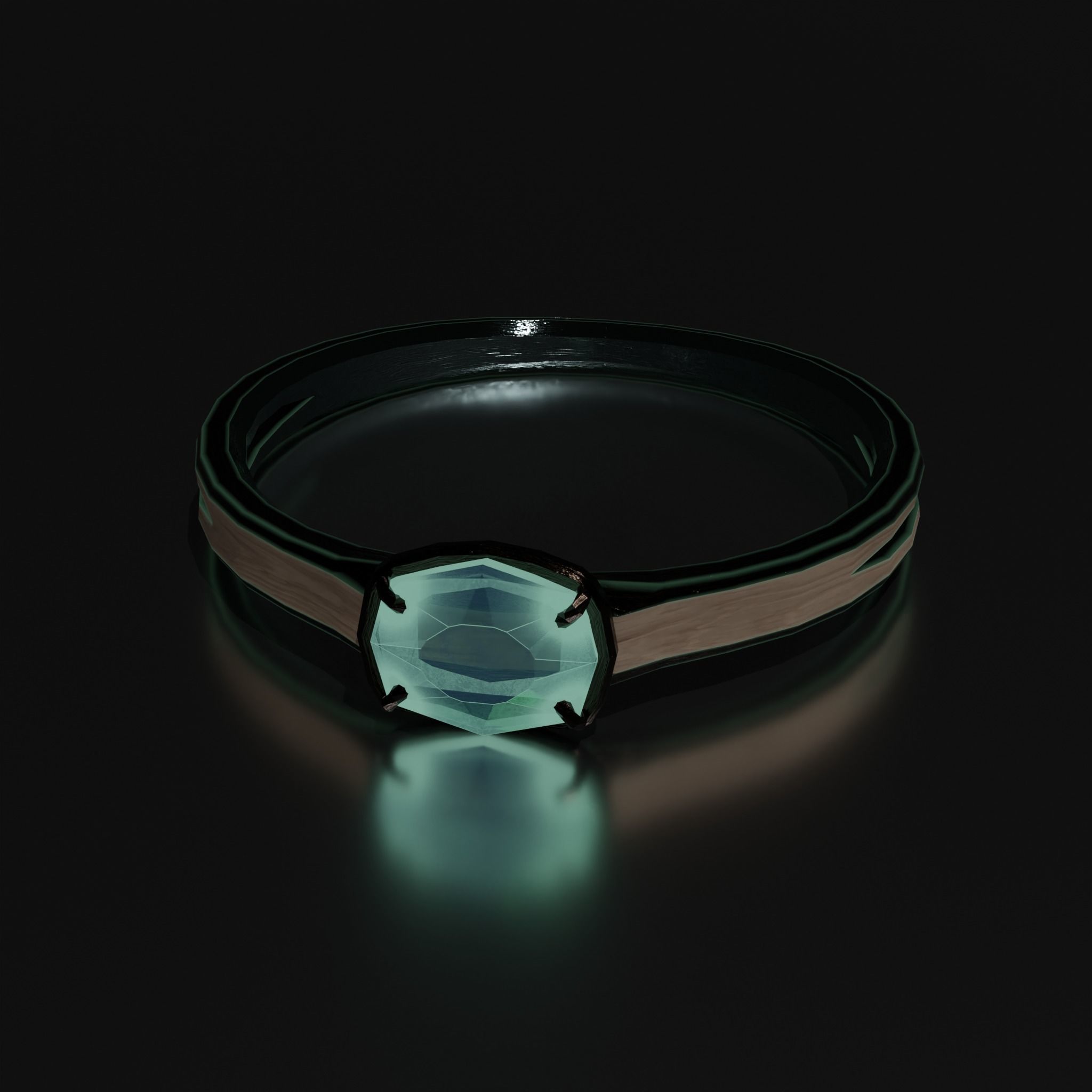 Ring with green gem Low-poly 3D model_2
