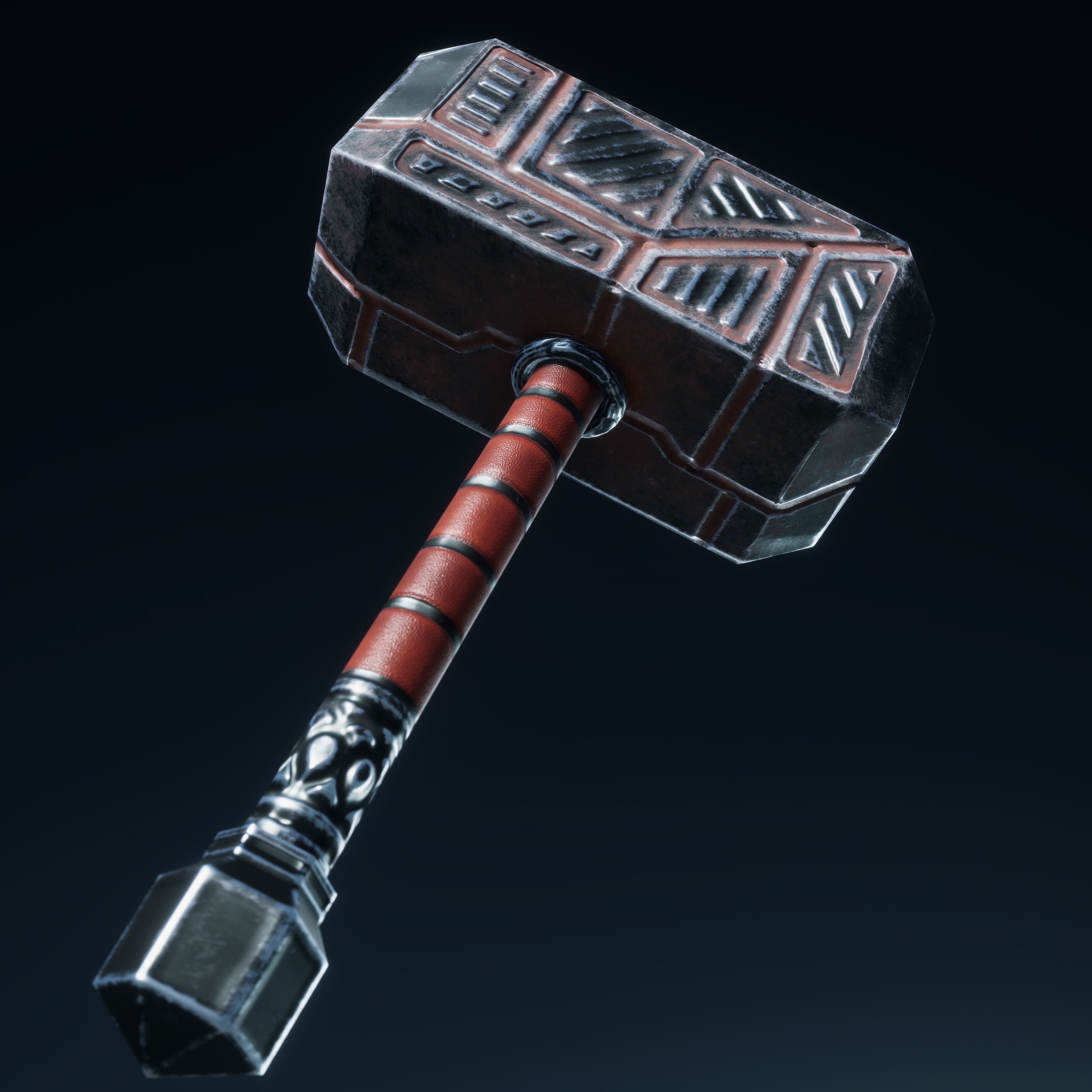 Hammer thor Low-poly 3D model_3