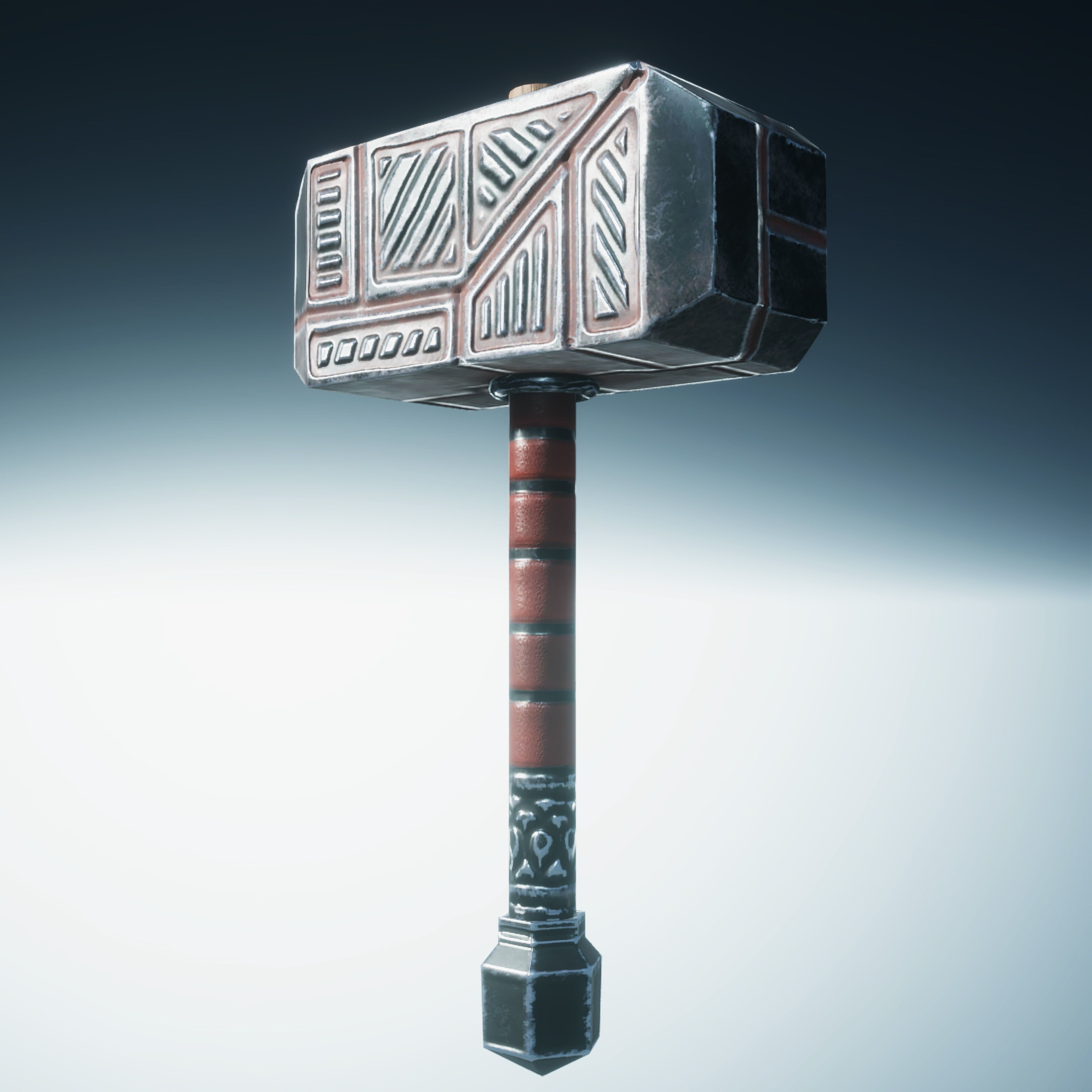 Hammer thor Low-poly 3D model_4
