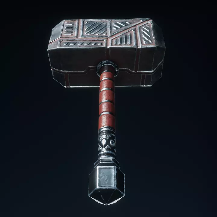 Hammer thor Low-poly 3D model_0